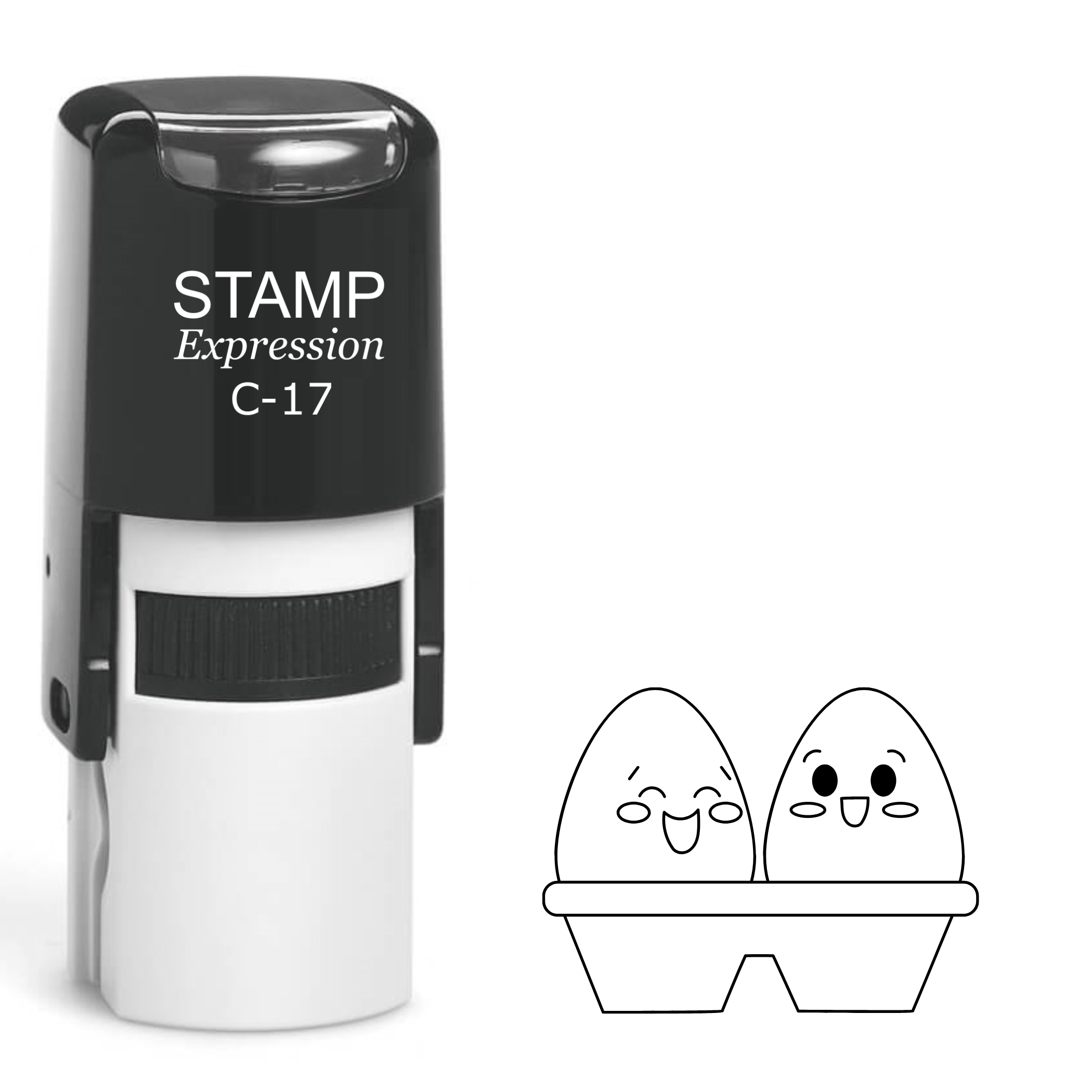 Two laughing eggs in a carton with chicken Self Inking Rubber Stamp (SH-63021)