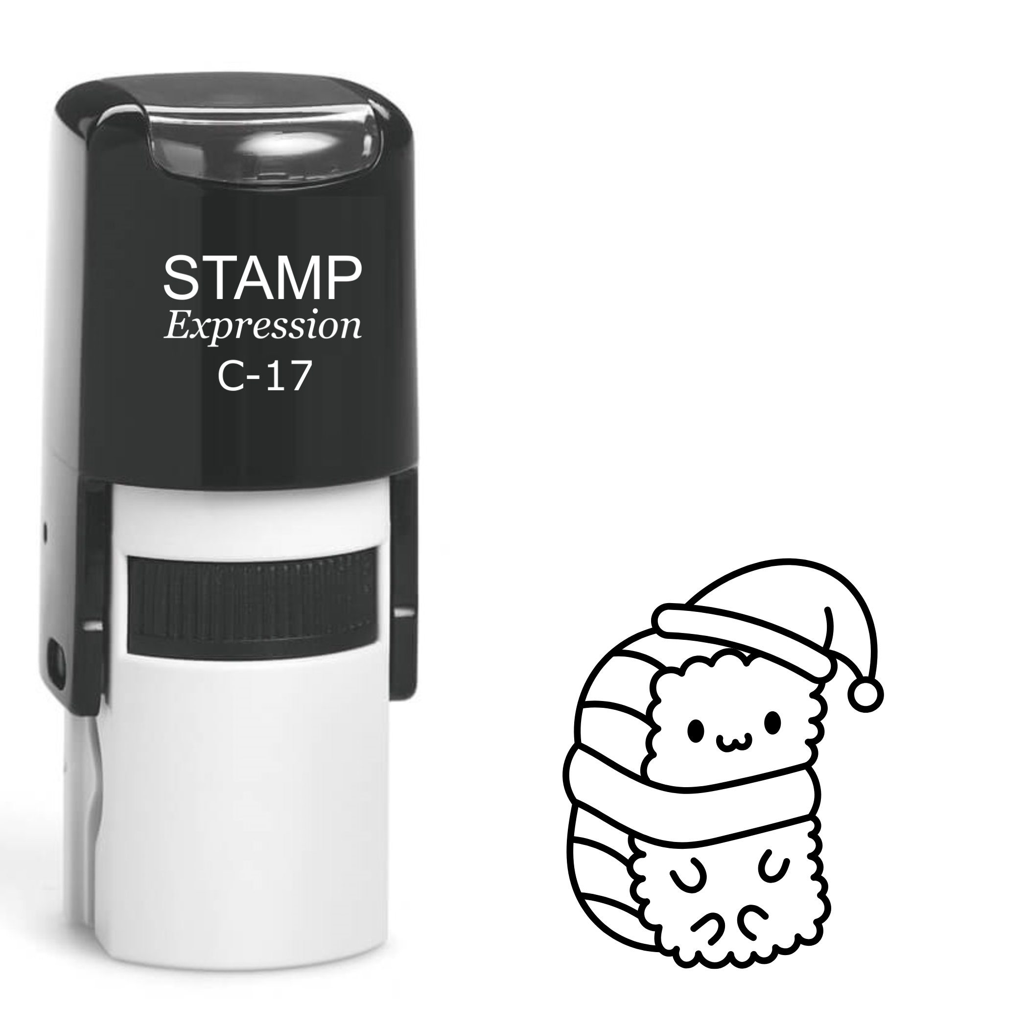 Kawaii sushi wearing Santa hat Christmas Self Inking Rubber Stamp (SH-63023)