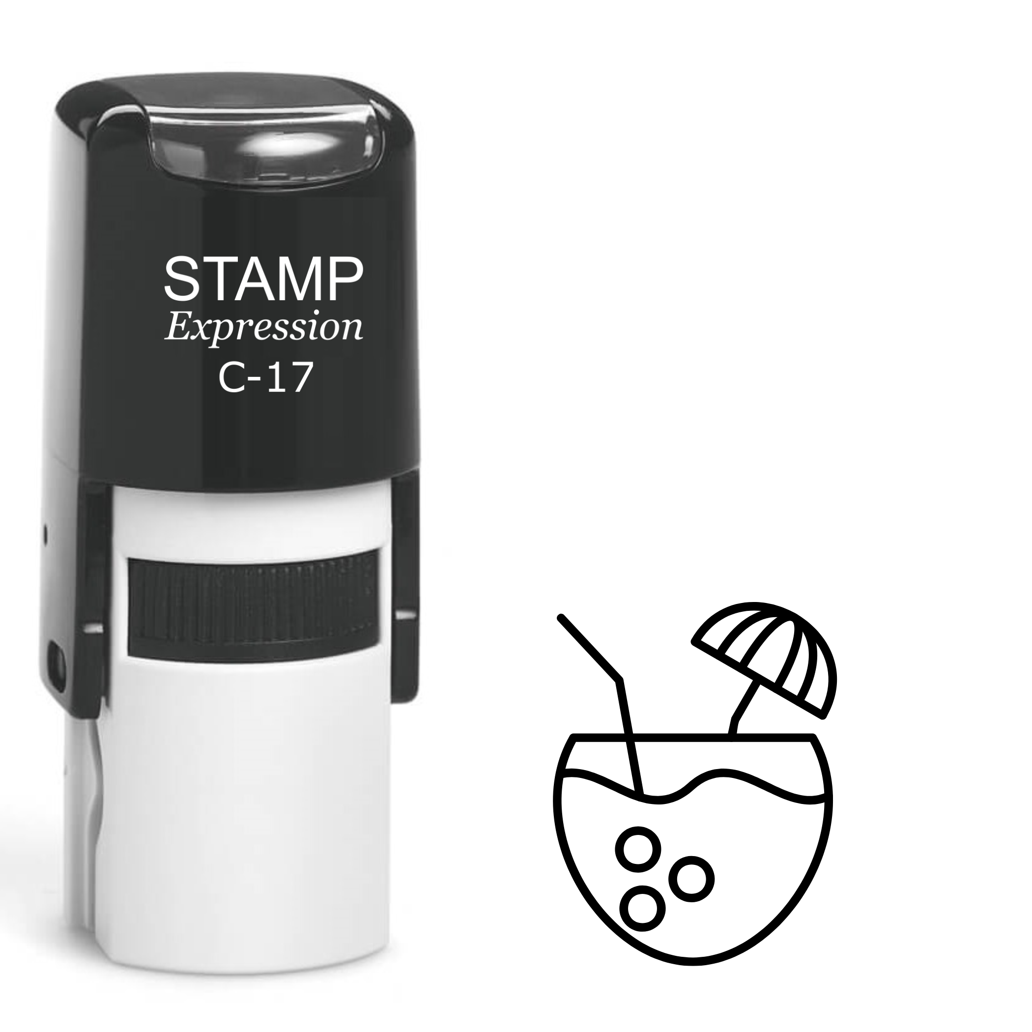 Tropical coconut drink with umbrella Self Inking Rubber Stamp (SH-63025)