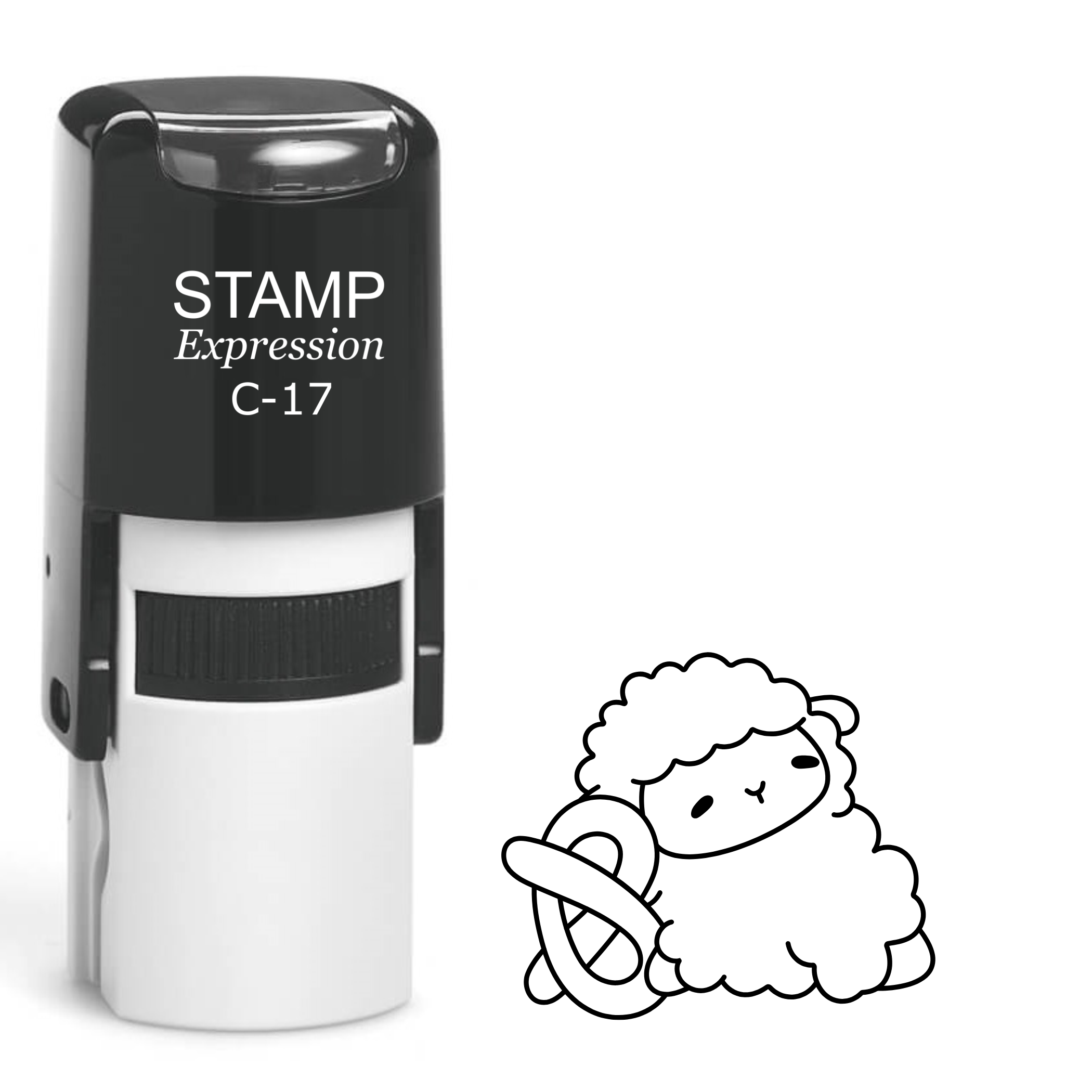 Kawaii sheep with pretzel Self Inking Rubber Stamp (SH-63027)