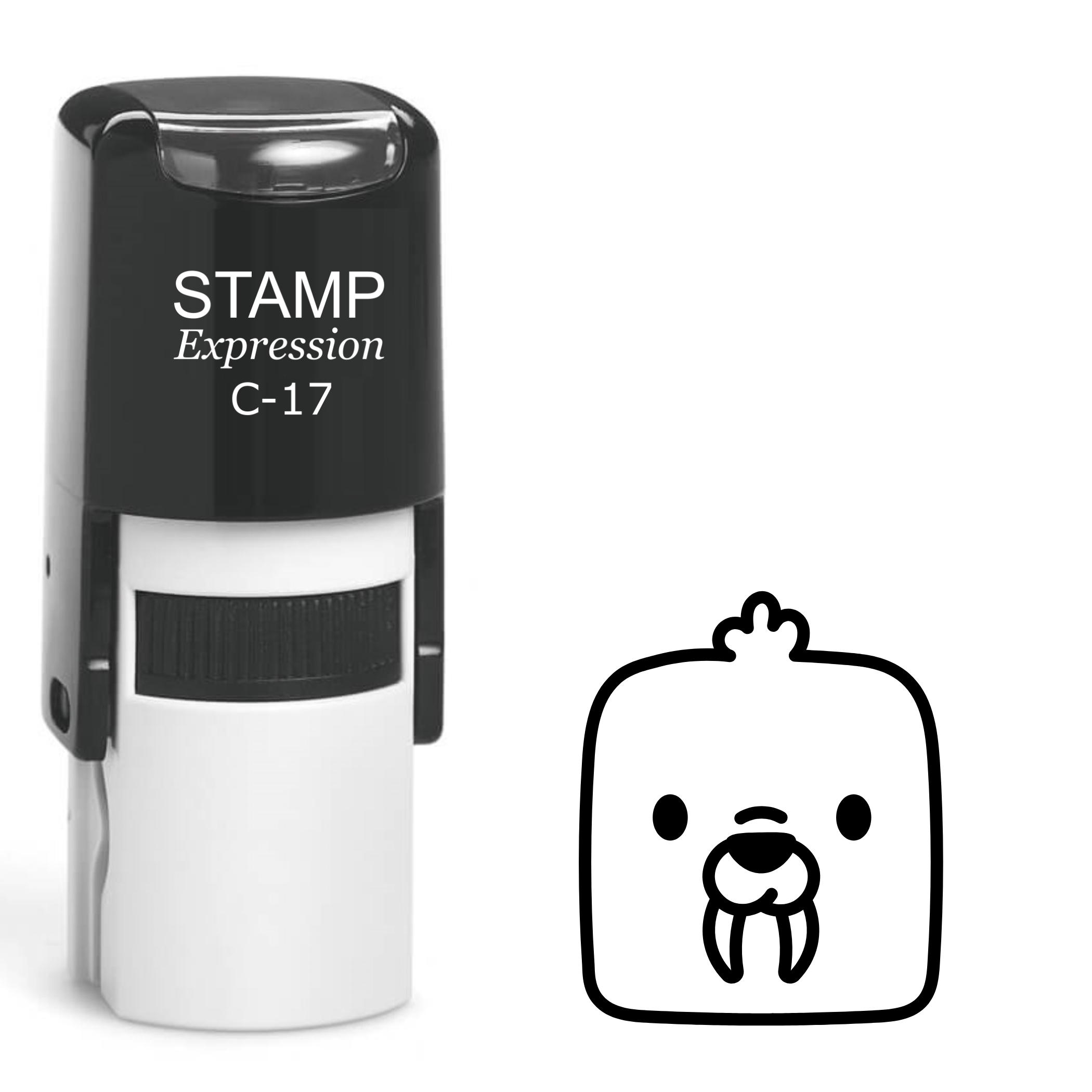 Kawaii square head walrus Self Inking Rubber Stamp (SH-63029)