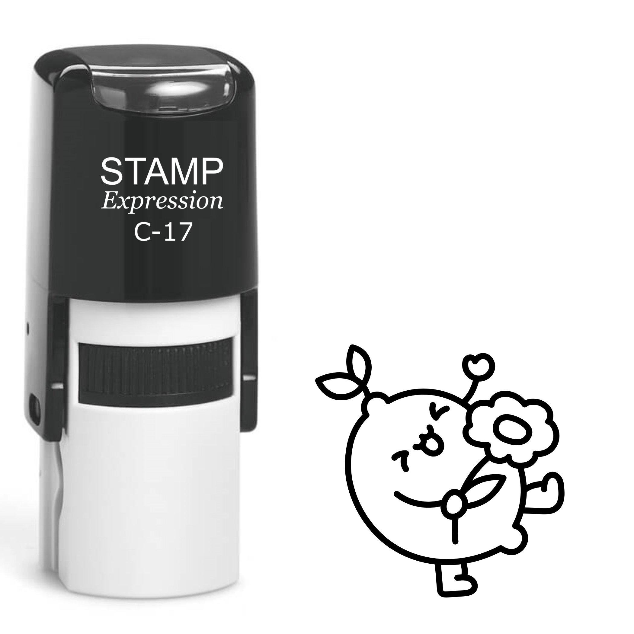 Happy lemon with flower Self Inking Rubber Stamp (SH-63030)
