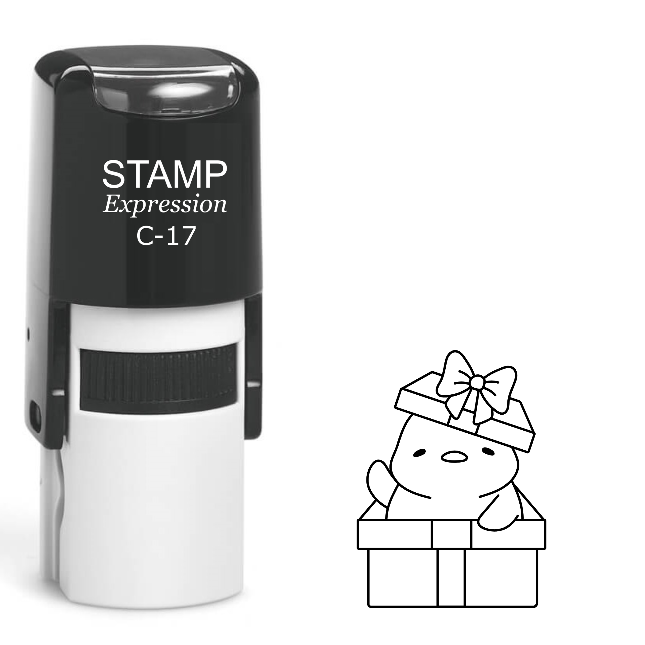 Penguin in a gift box Self Inking Rubber Stamp (SH-63063)