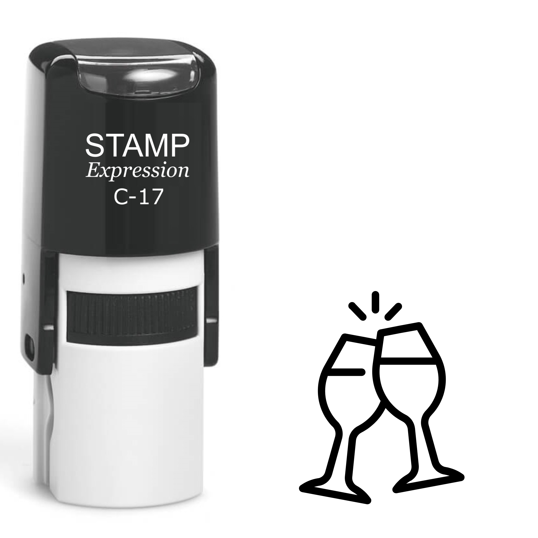 Two clinking champagne glasses Self Inking Rubber Stamp (SH-63078)