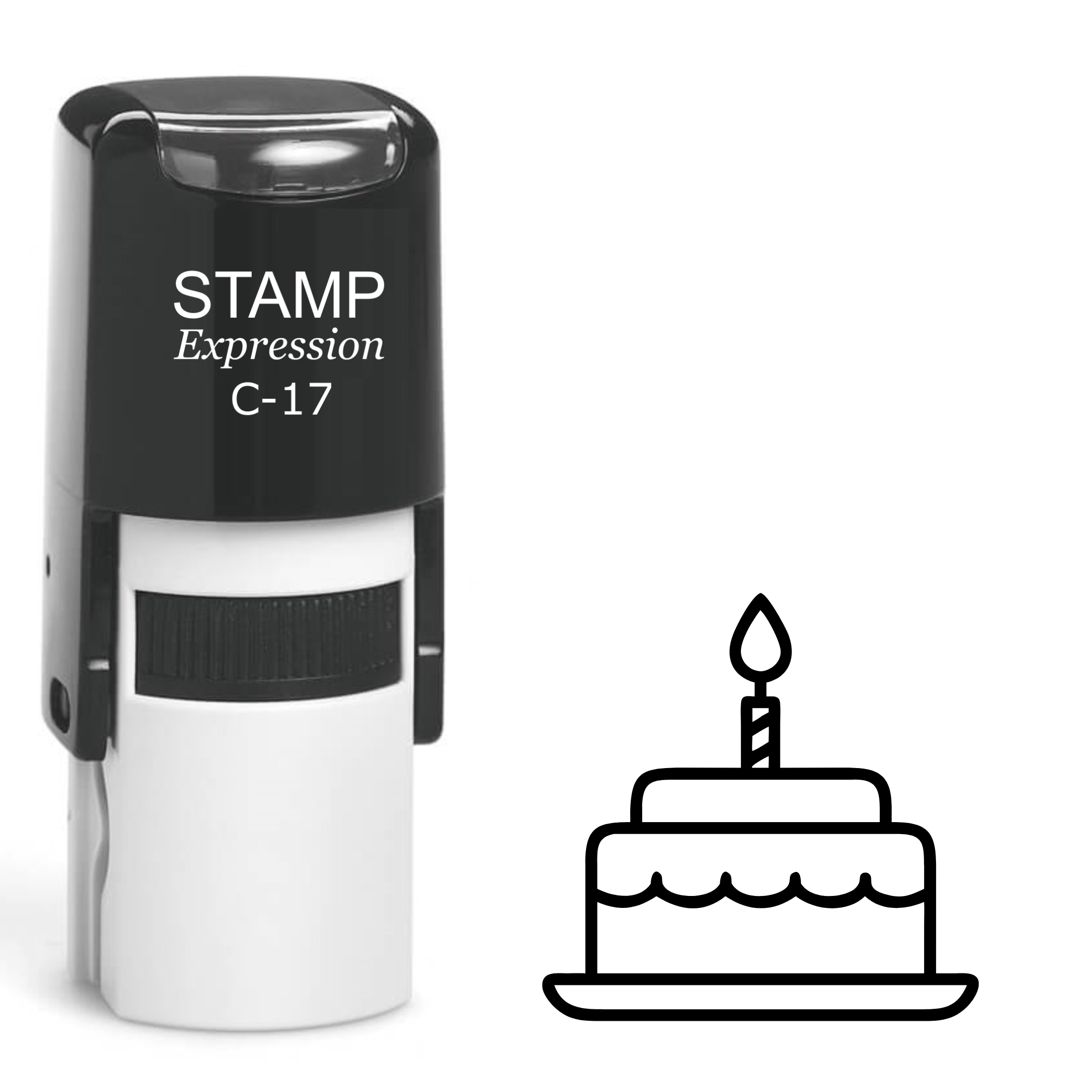 Two-tier birthday cake with candle Self Inking Rubber Stamp (SH-63081)