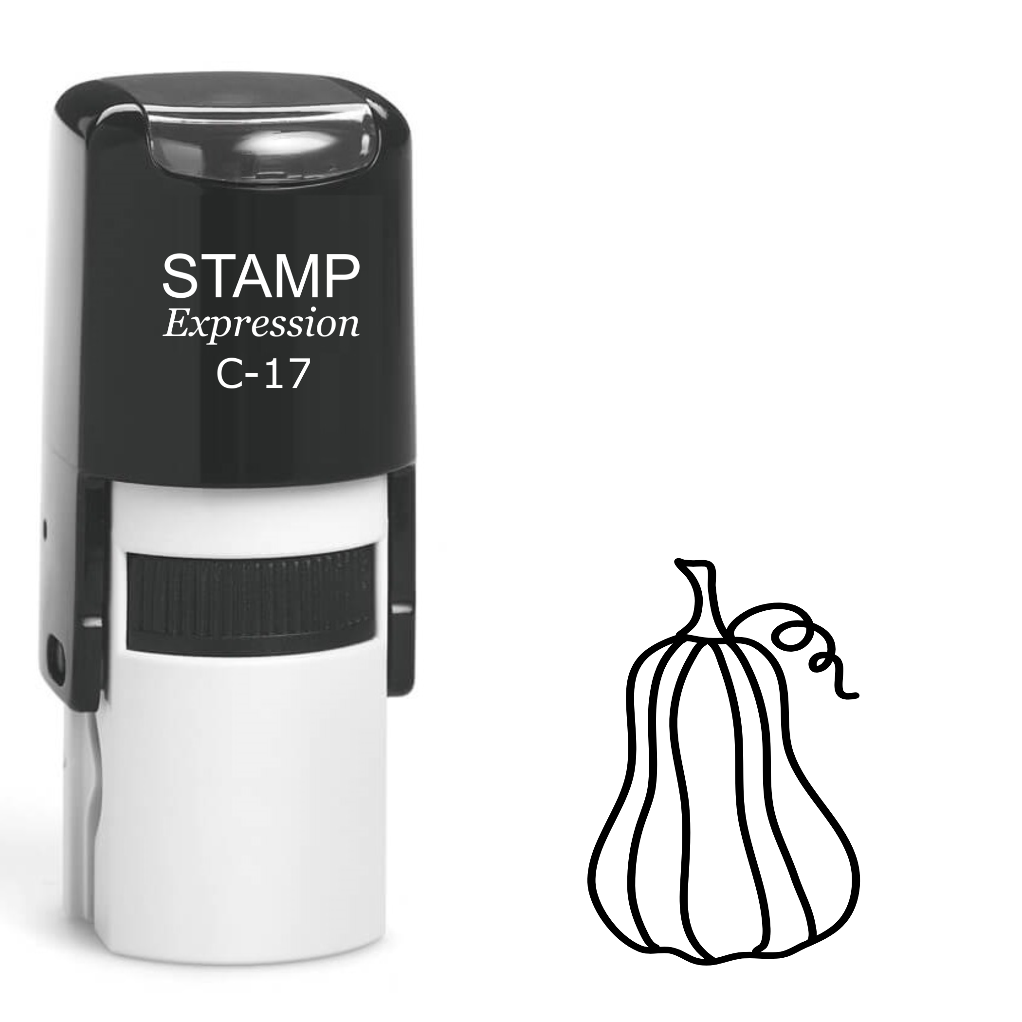 Tall pumpkin with swirly vine Self Inking Rubber Stamp (SH-63083)