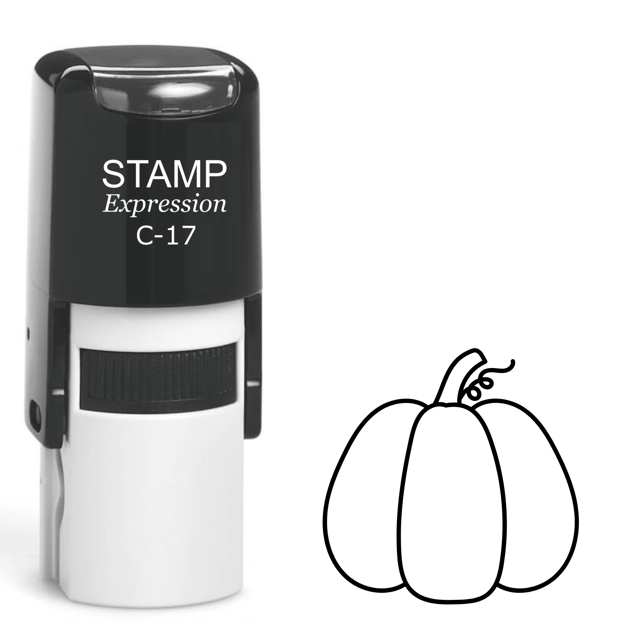 Big round pumpkin outline with swirly vine Self Inking Rubber Stamp (SH-63086)