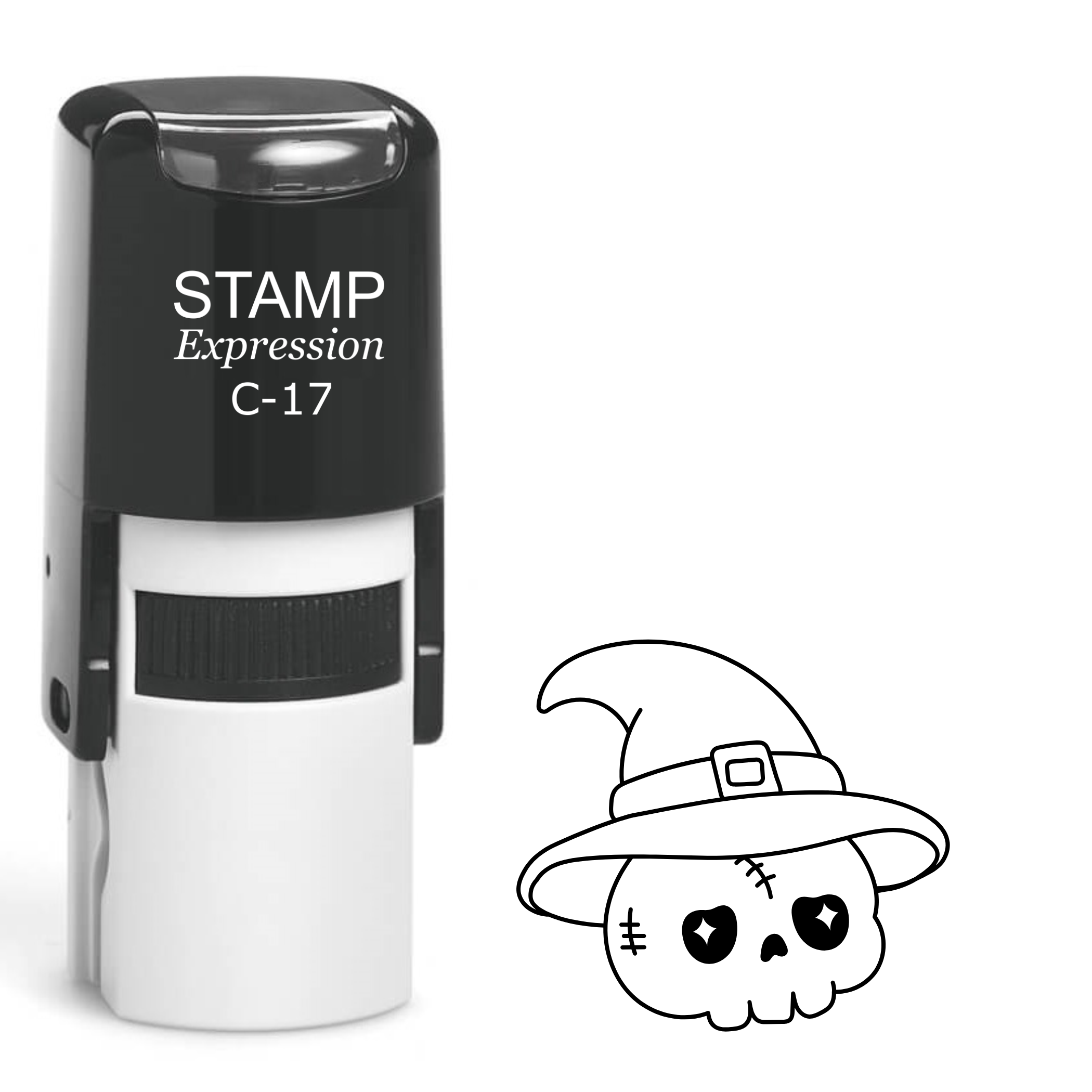 Cute skull with witch’s hat Halloween Self Inking Rubber Stamp (SH-63109)