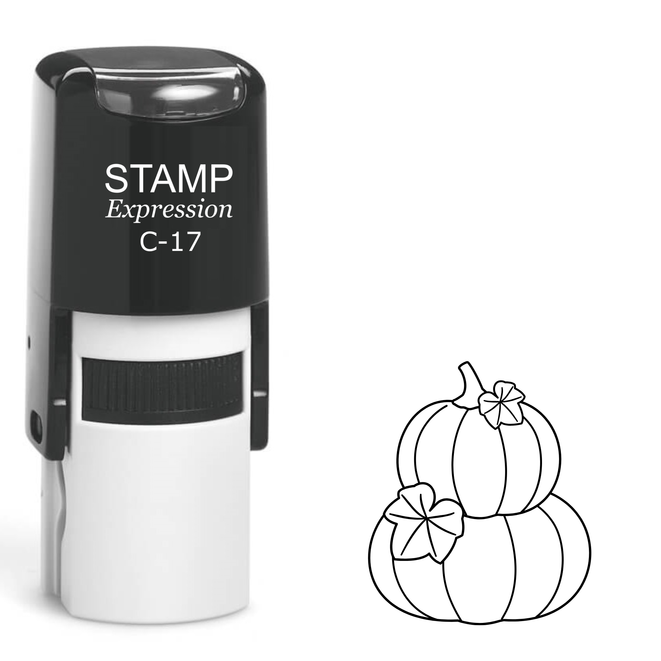 Two stacked pumpkins with leaves fall Self Inking Rubber Stamp (SH-63122)