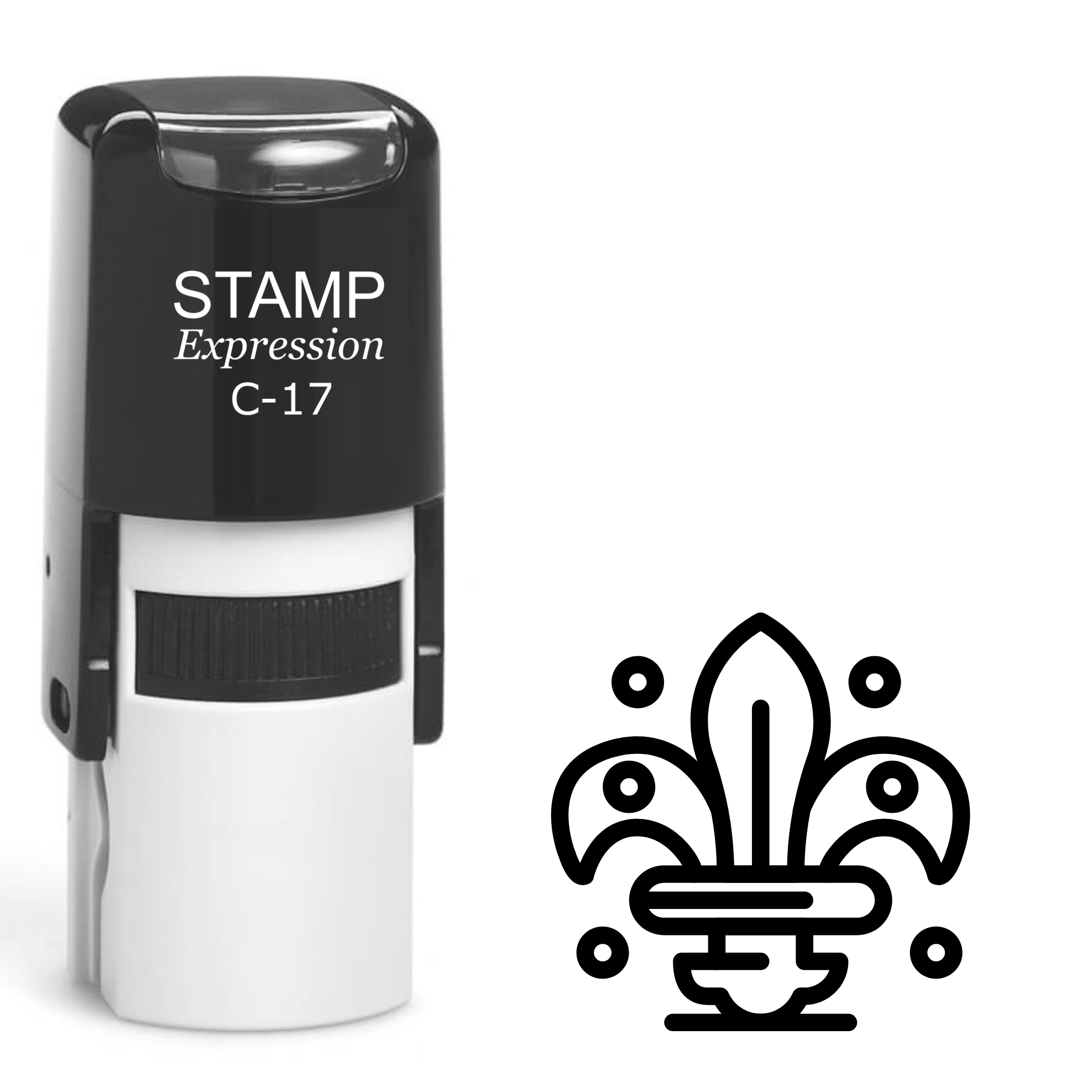 Fleur-de-lis with beads Self Inking Rubber Stamp (SH-63123)