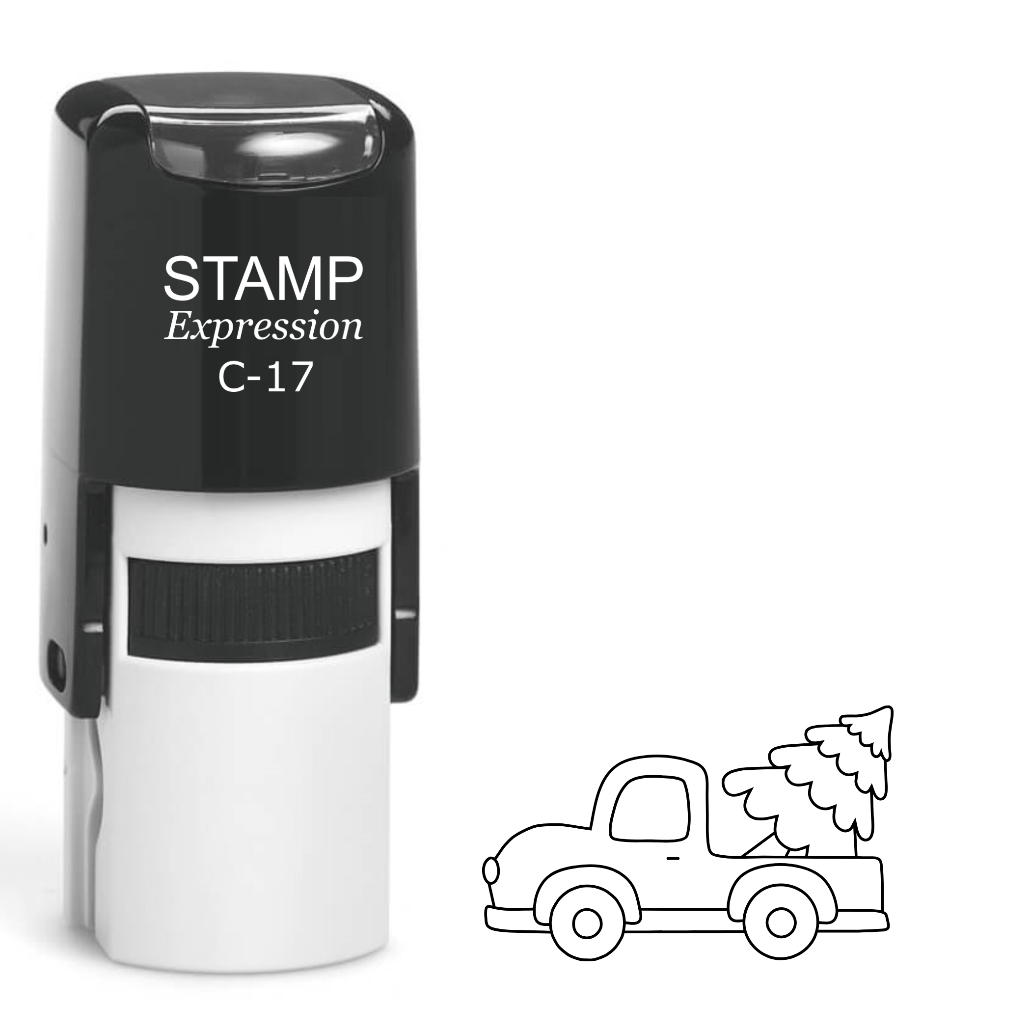 Truck with Christmas tree outline Self Inking Rubber Stamp (SH-63131)