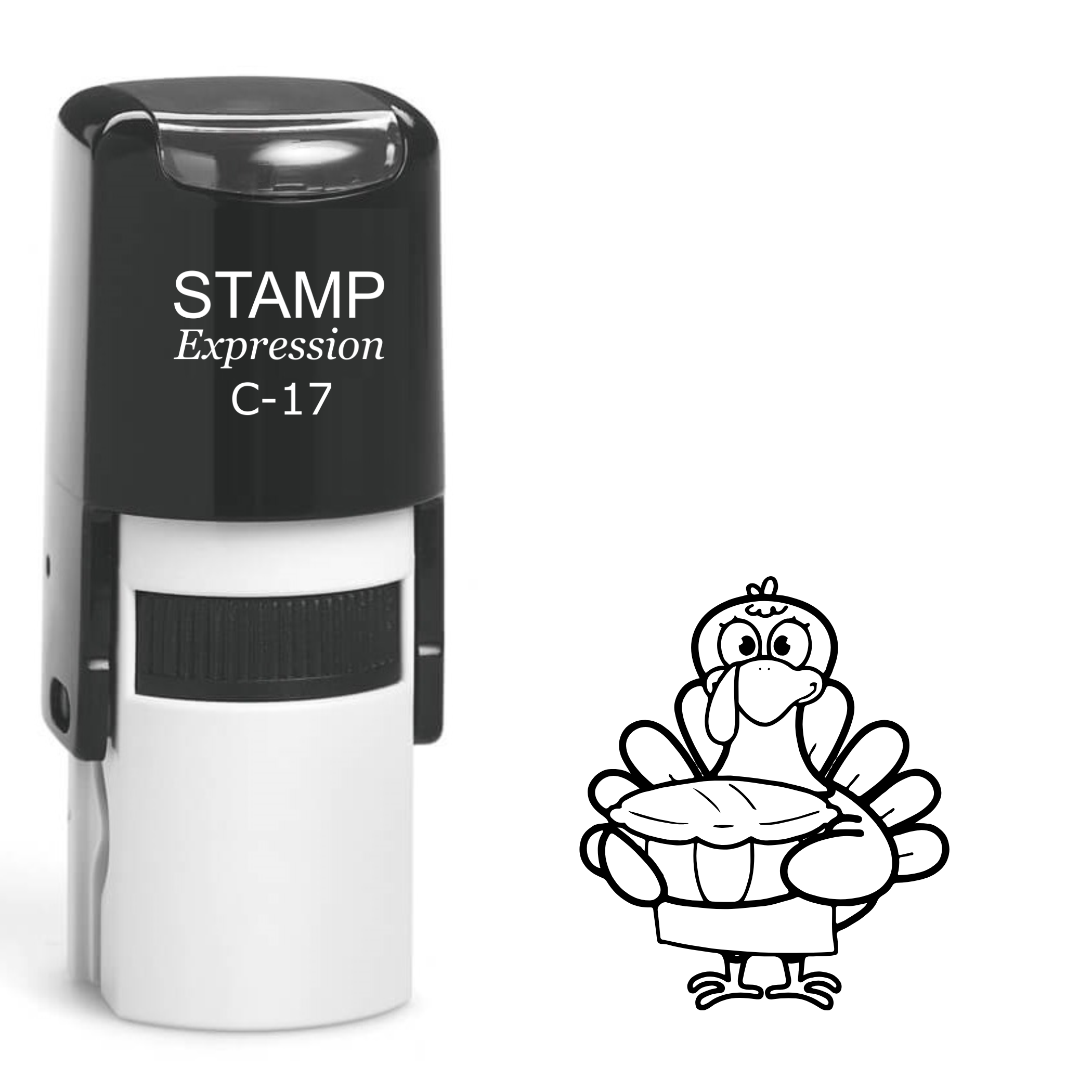 Turkey with pie Thanksgiving Self Inking Rubber Stamp (SH-63133)