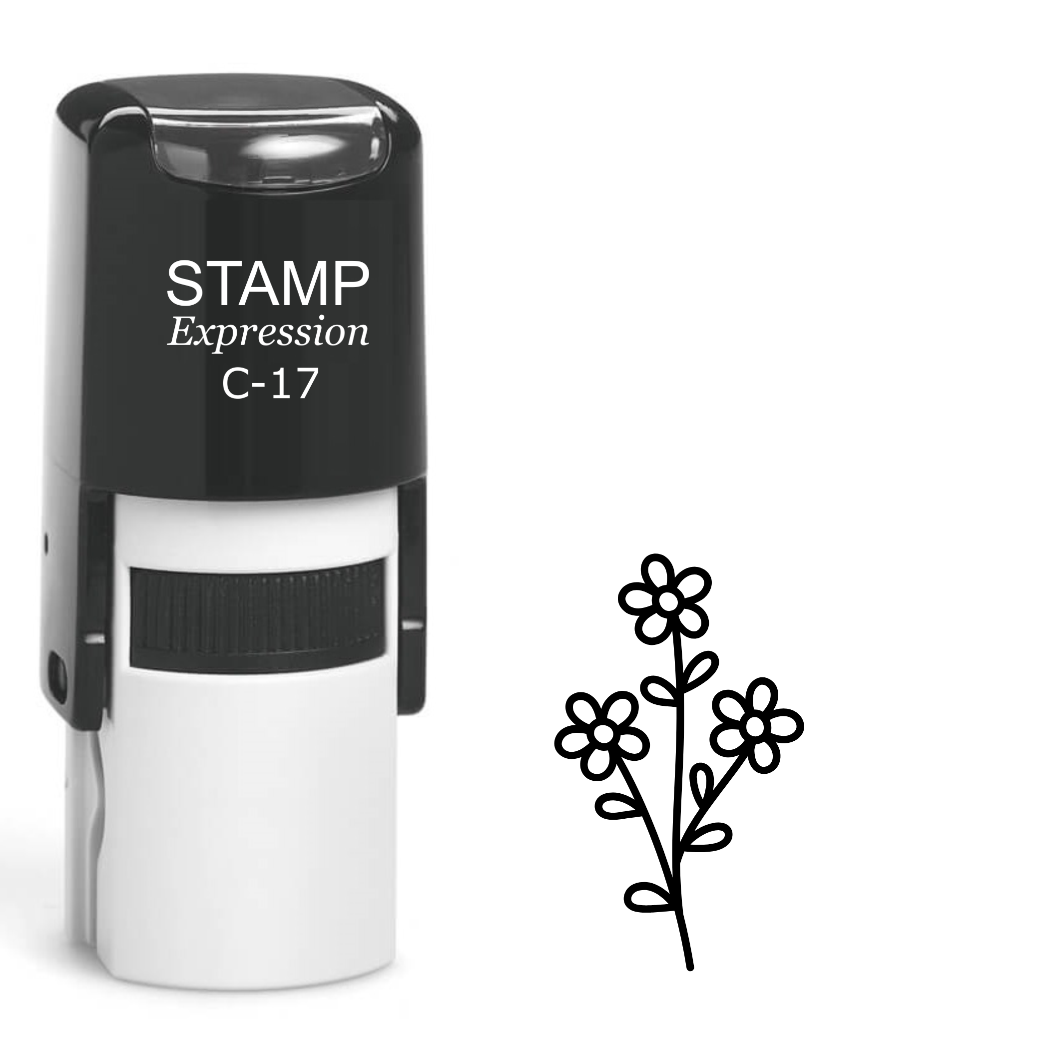 Three daisies outline Self Inking Rubber Stamp (SH-63138)