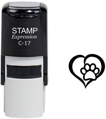 Paw Print Dog Lover Heart Self Inking Rubber Stamp (SH-6314)
