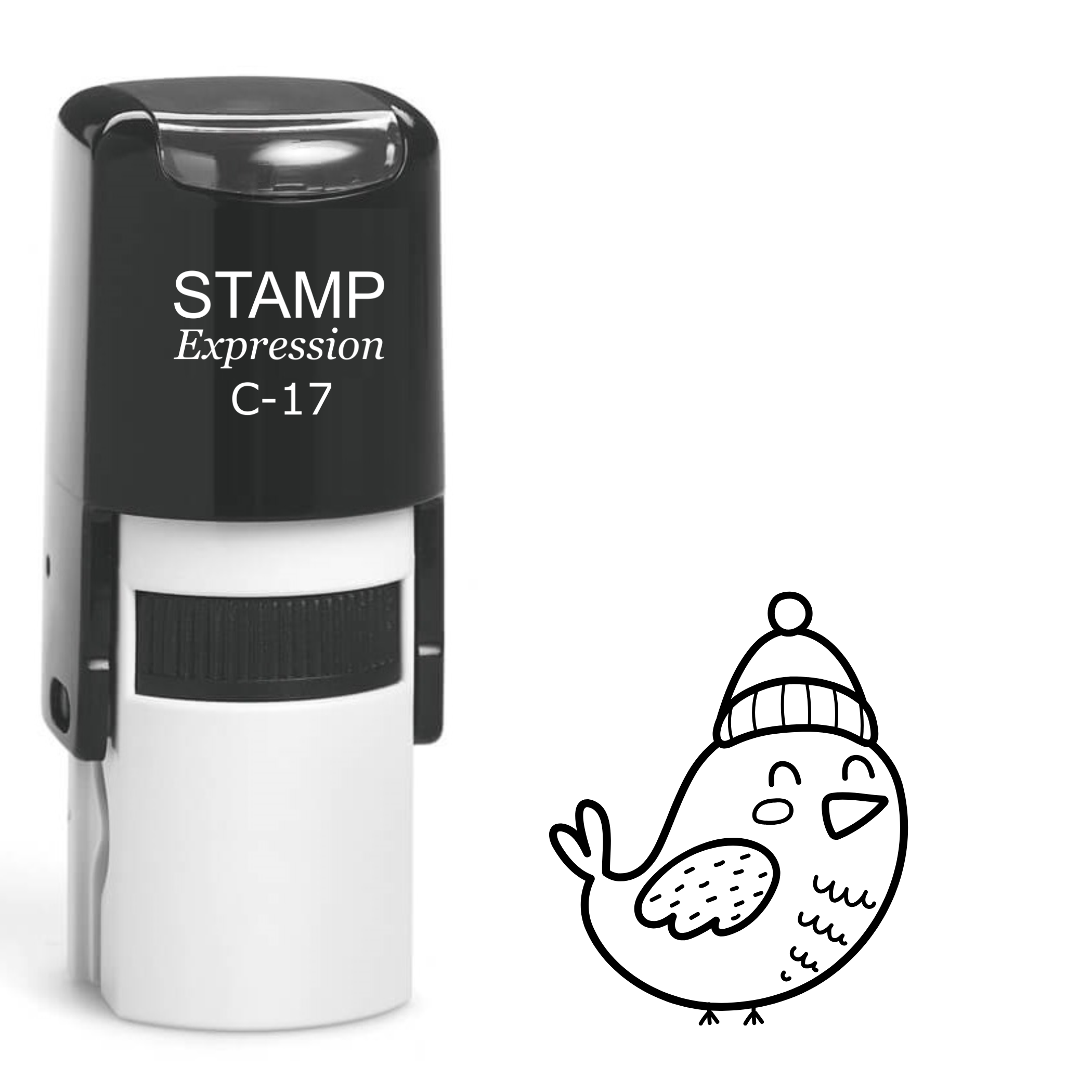 Bird wearing winter hat Christmas Self Inking Rubber Stamp (SH-63146)
