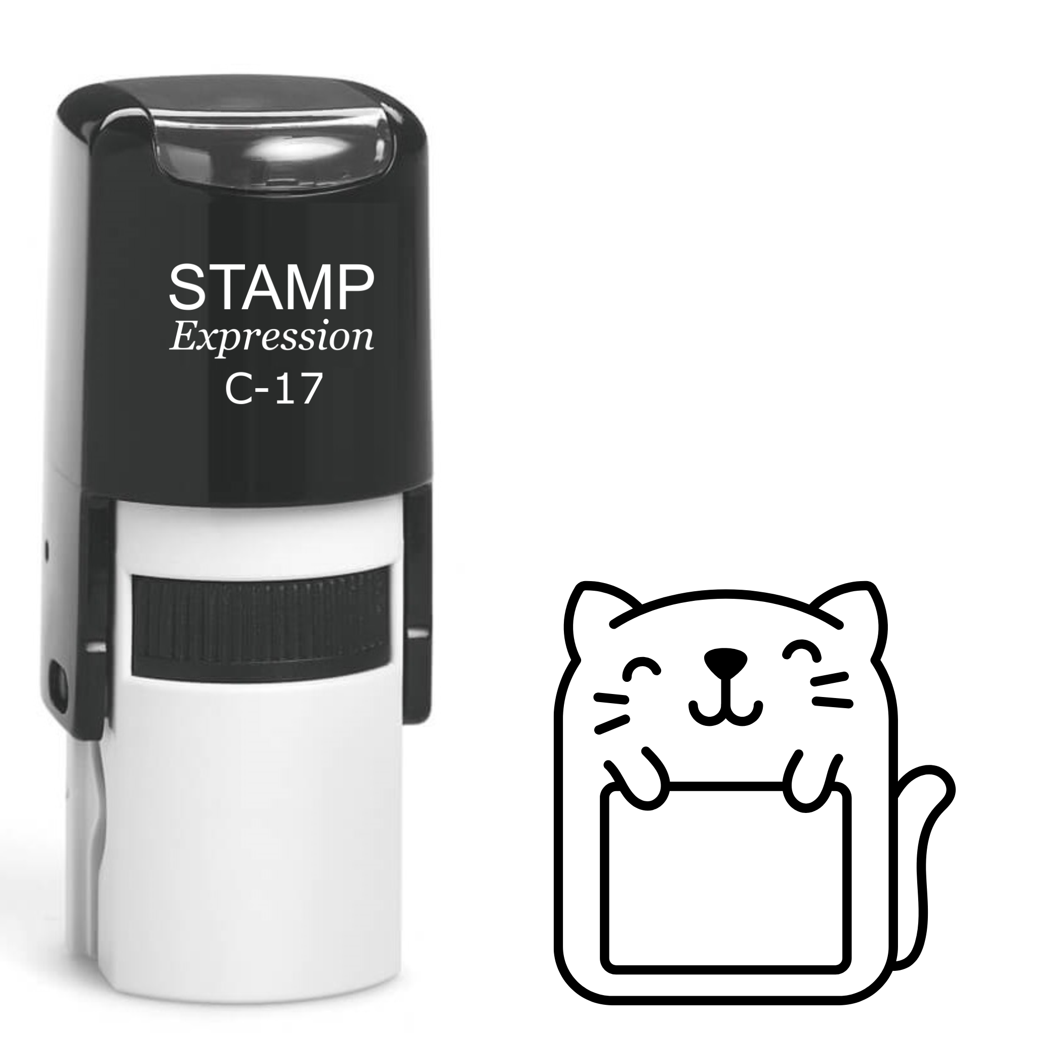 Kitten outline holding iPad Self Inking Rubber Stamp (SH-63174)