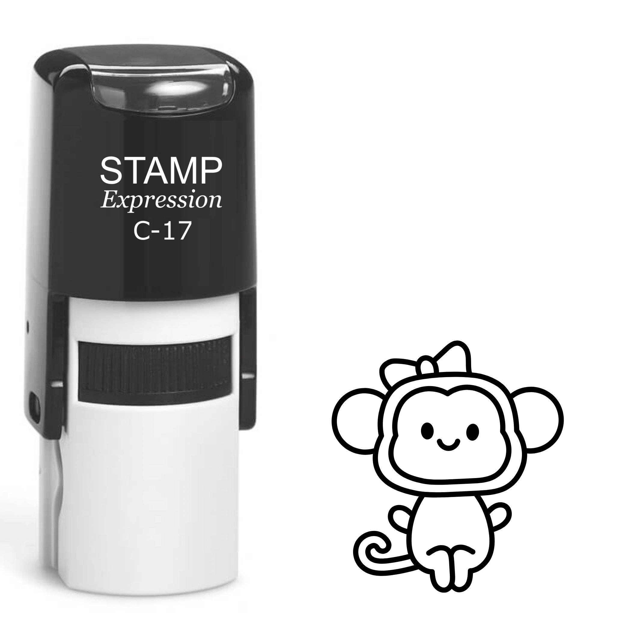 Baby monkey with cute bow Self Inking Rubber Stamp (SH-63177)