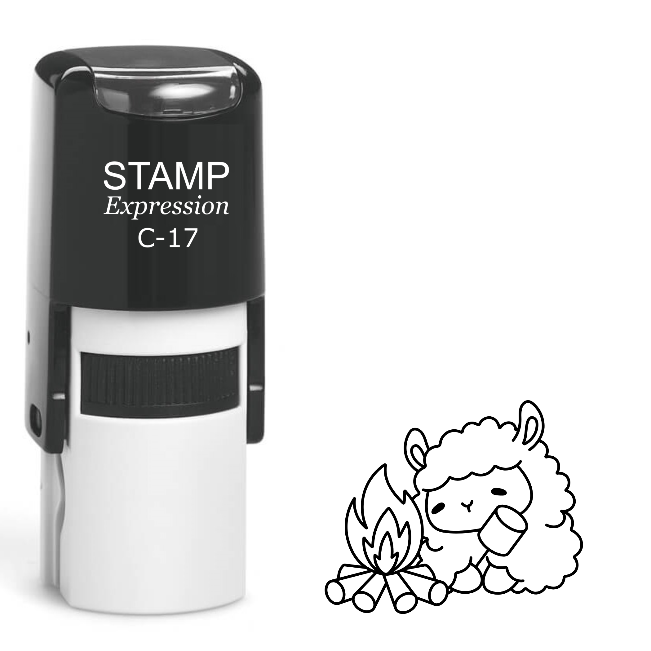 Kawaii sheep roasting marshmallow Self Inking Rubber Stamp (SH-63180)
