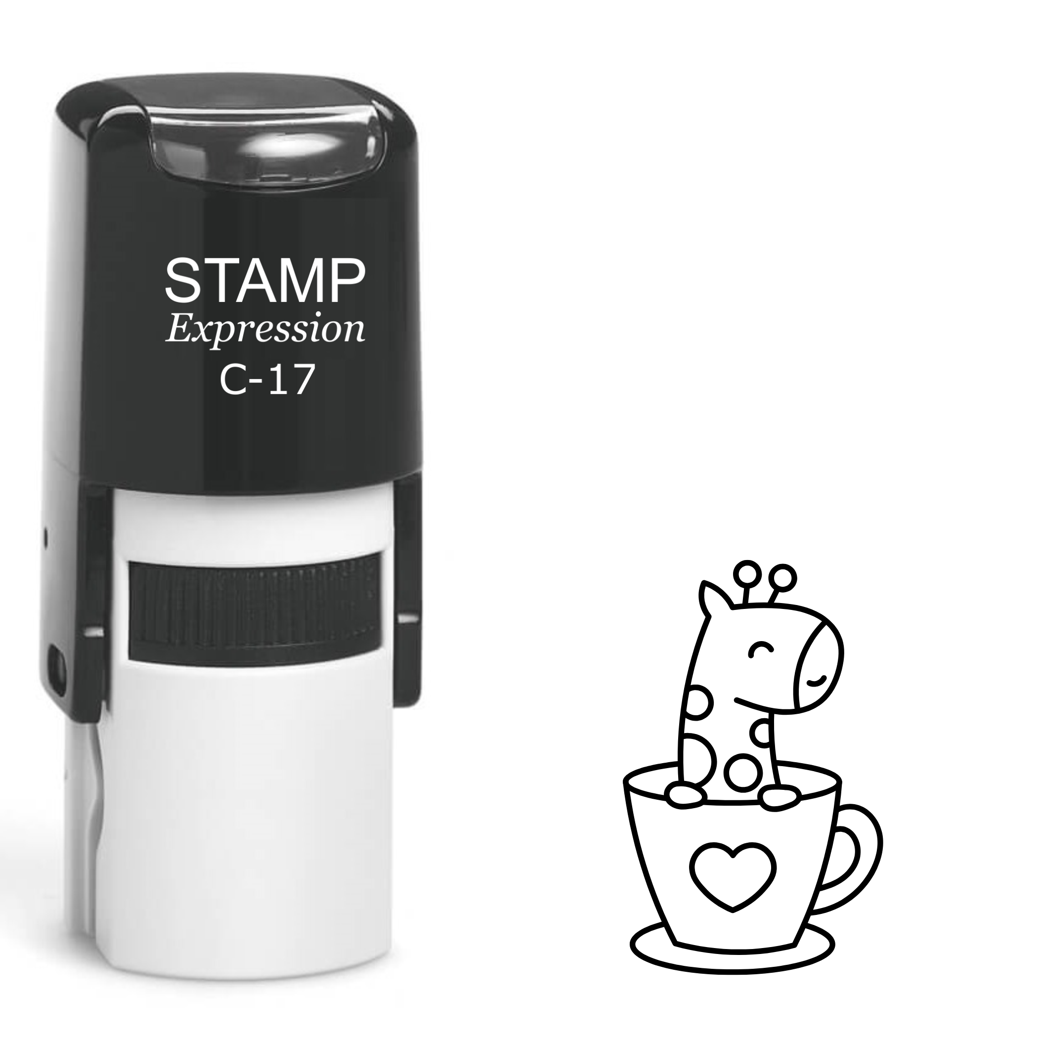 Baby giraffe in teacup Self Inking Rubber Stamp (SH-63183)