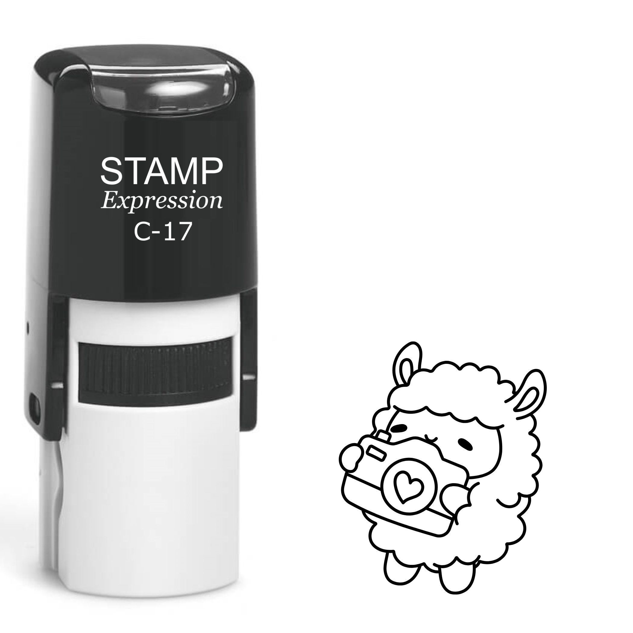 Kawaii sheep with photo camera Self Inking Rubber Stamp (SH-63187)
