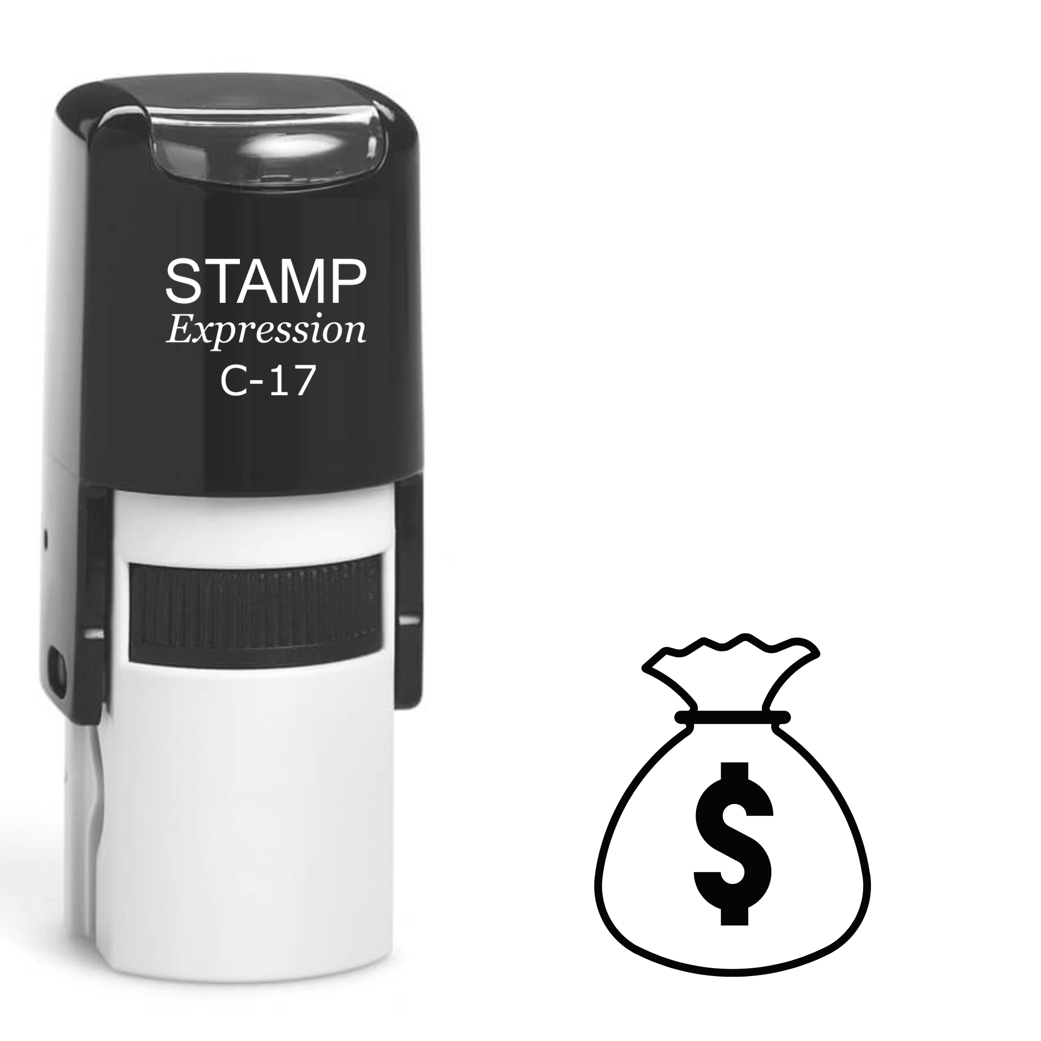Bag of cash with dollar sign outline Self Inking Rubber Stamp (SH-63239)