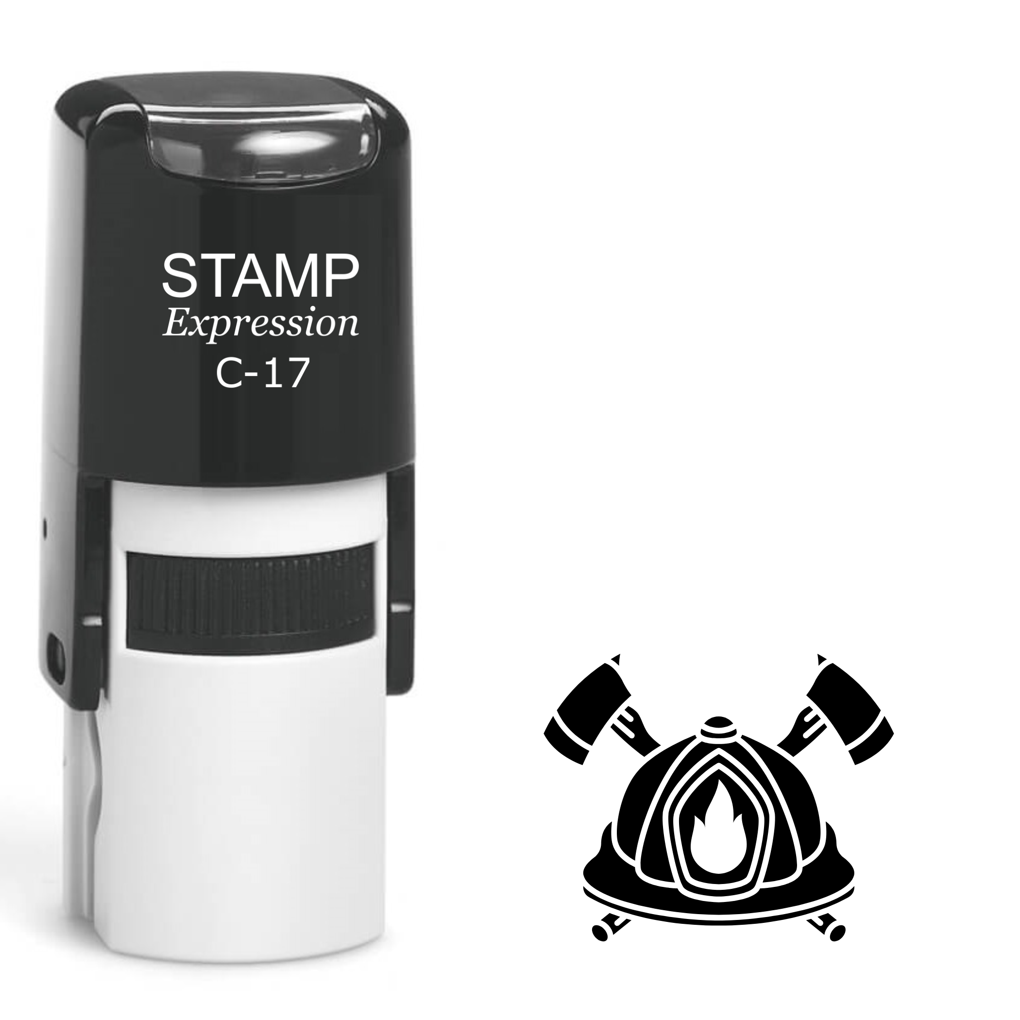 Firefighters helmet with two crossed axes Self Inking Rubber Stamp (SH-63264)