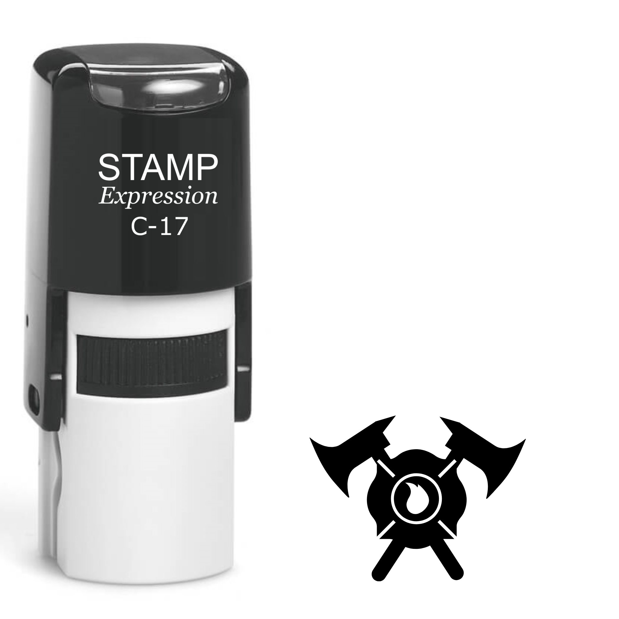 Fire station symbol with crossed axes and shield Self Inking Rubber Stamp (SH-63265)