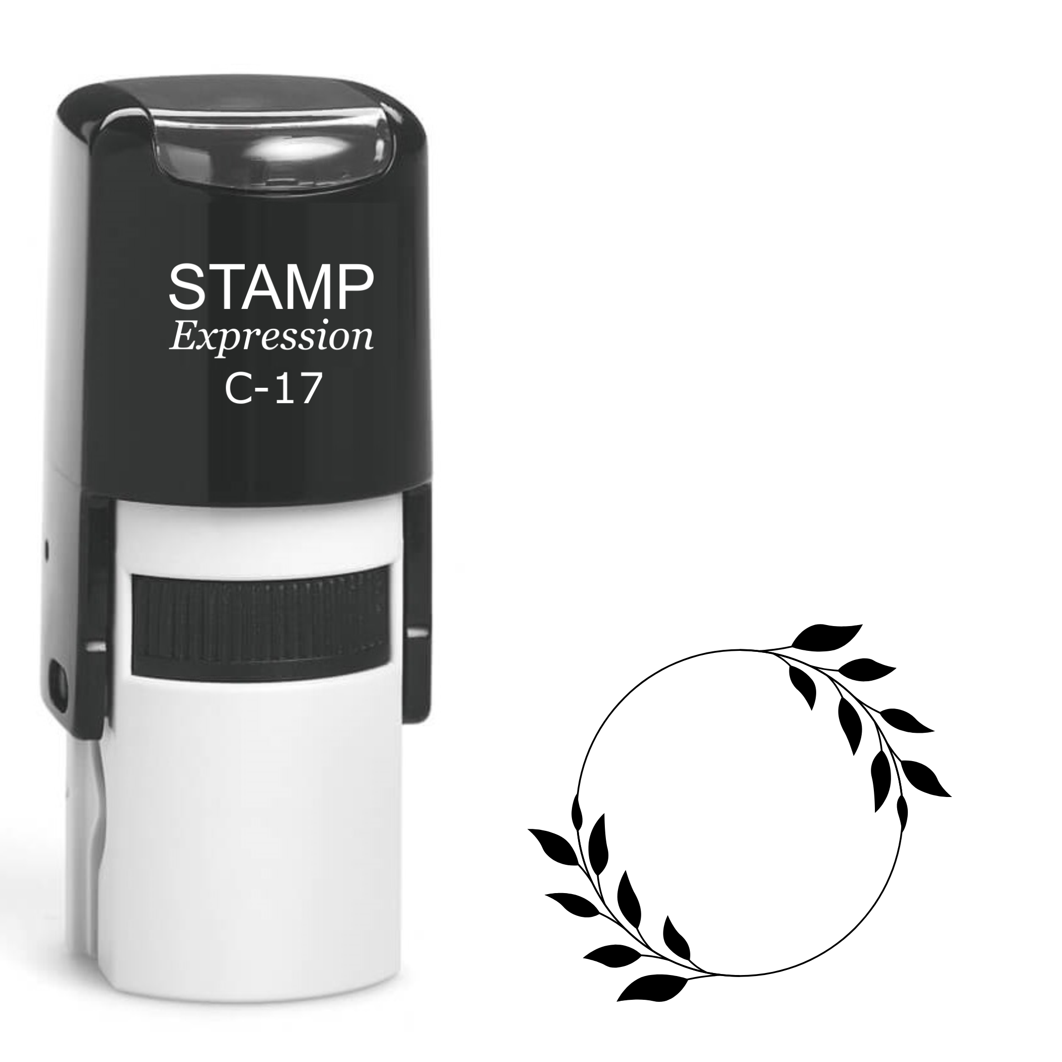 Round frame with two branches and leaves Self Inking Rubber Stamp (SH-63279)