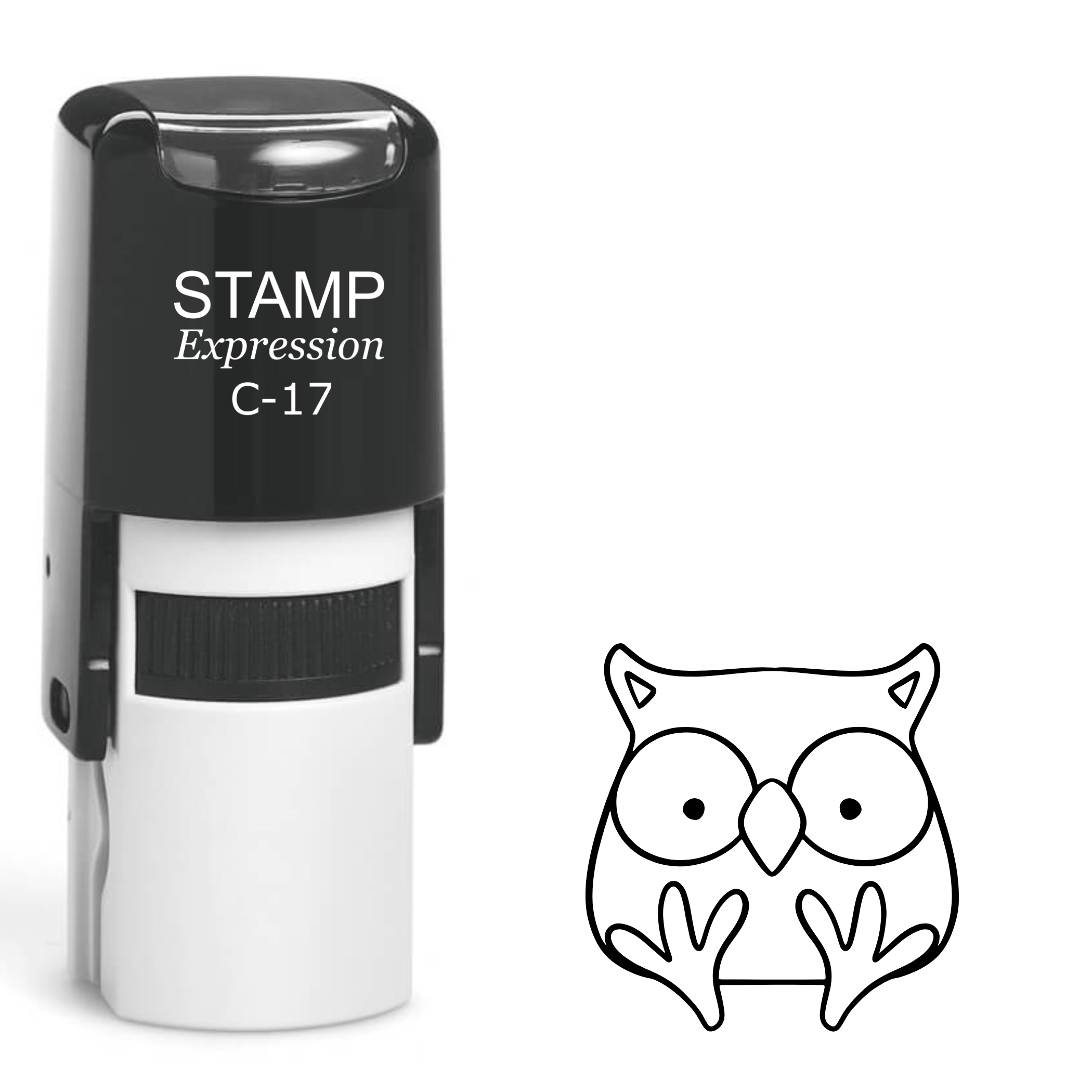 Sitting silly owl with big eyes Self Inking Rubber Stamp (SH-63299)