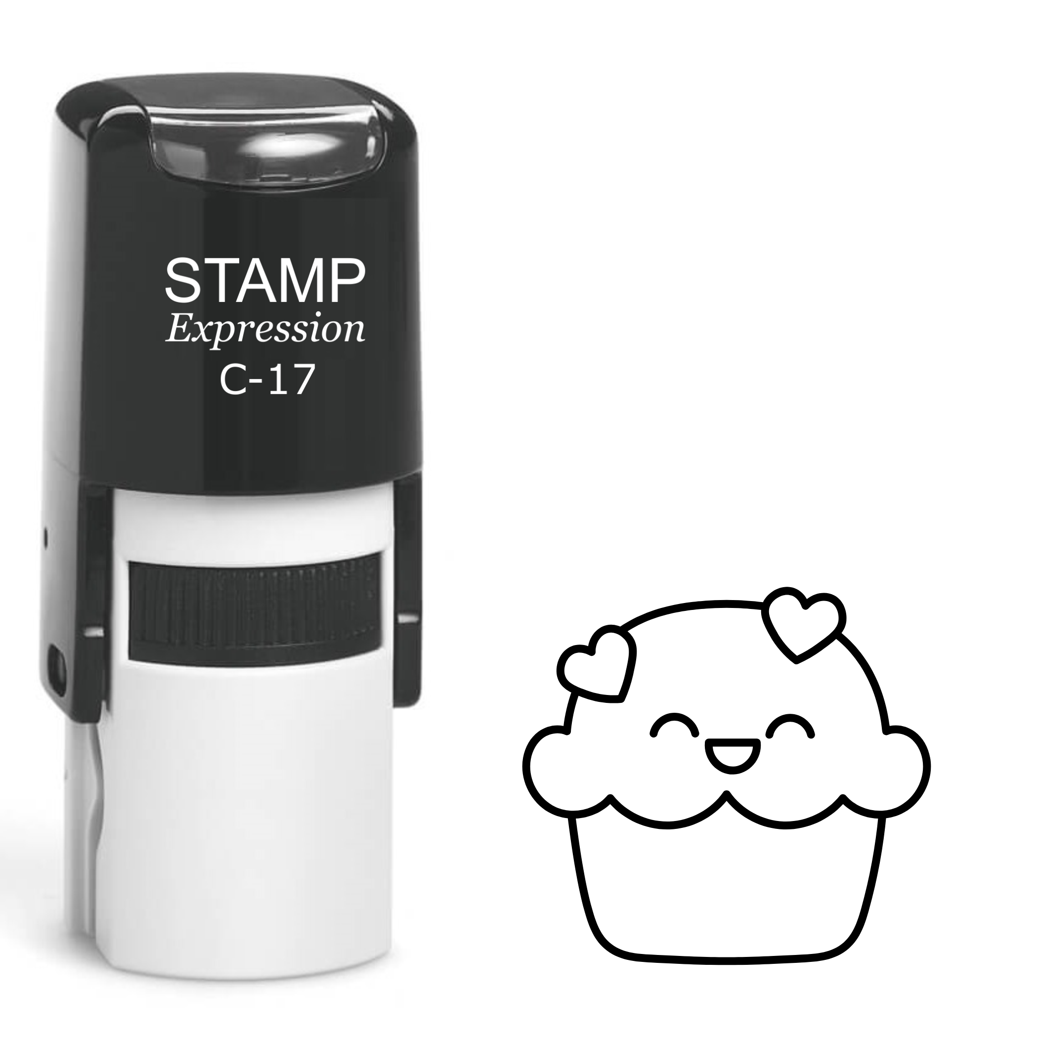 Cupcake with heart outline Self Inking Rubber Stamp (SH-63301)