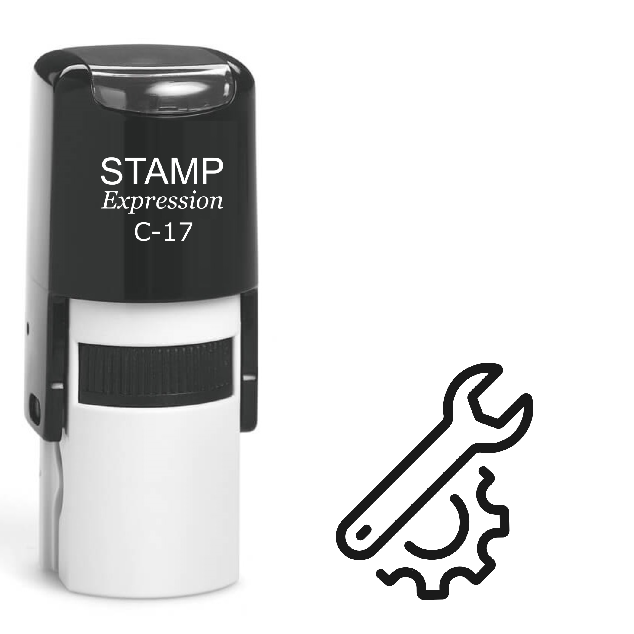 Wrench and nut silhouette Self Inking Rubber Stamp (SH-63314)