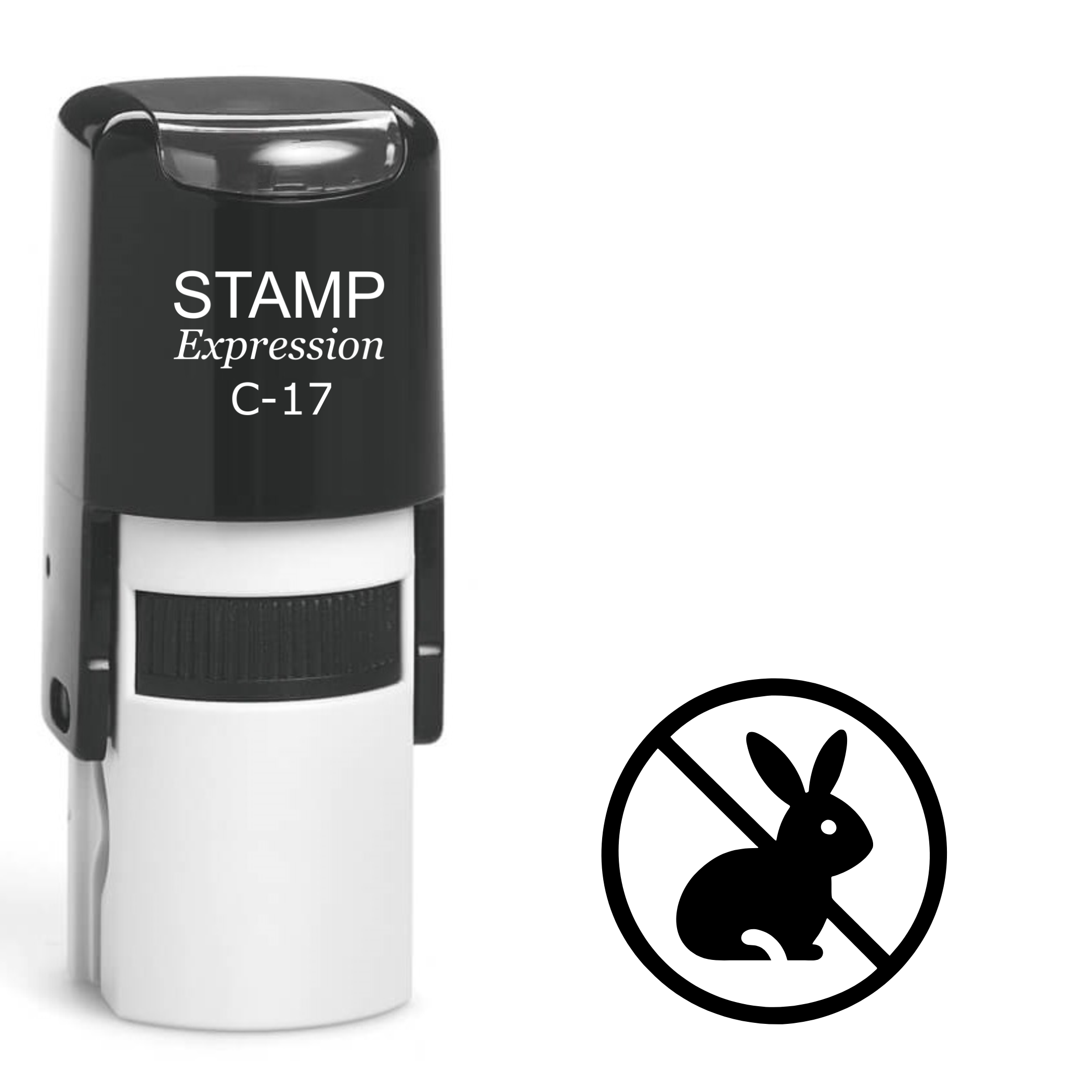 Not tested on animals circle with crossed-out bunny Self Inking Rubber Stamp (SH-63316)
