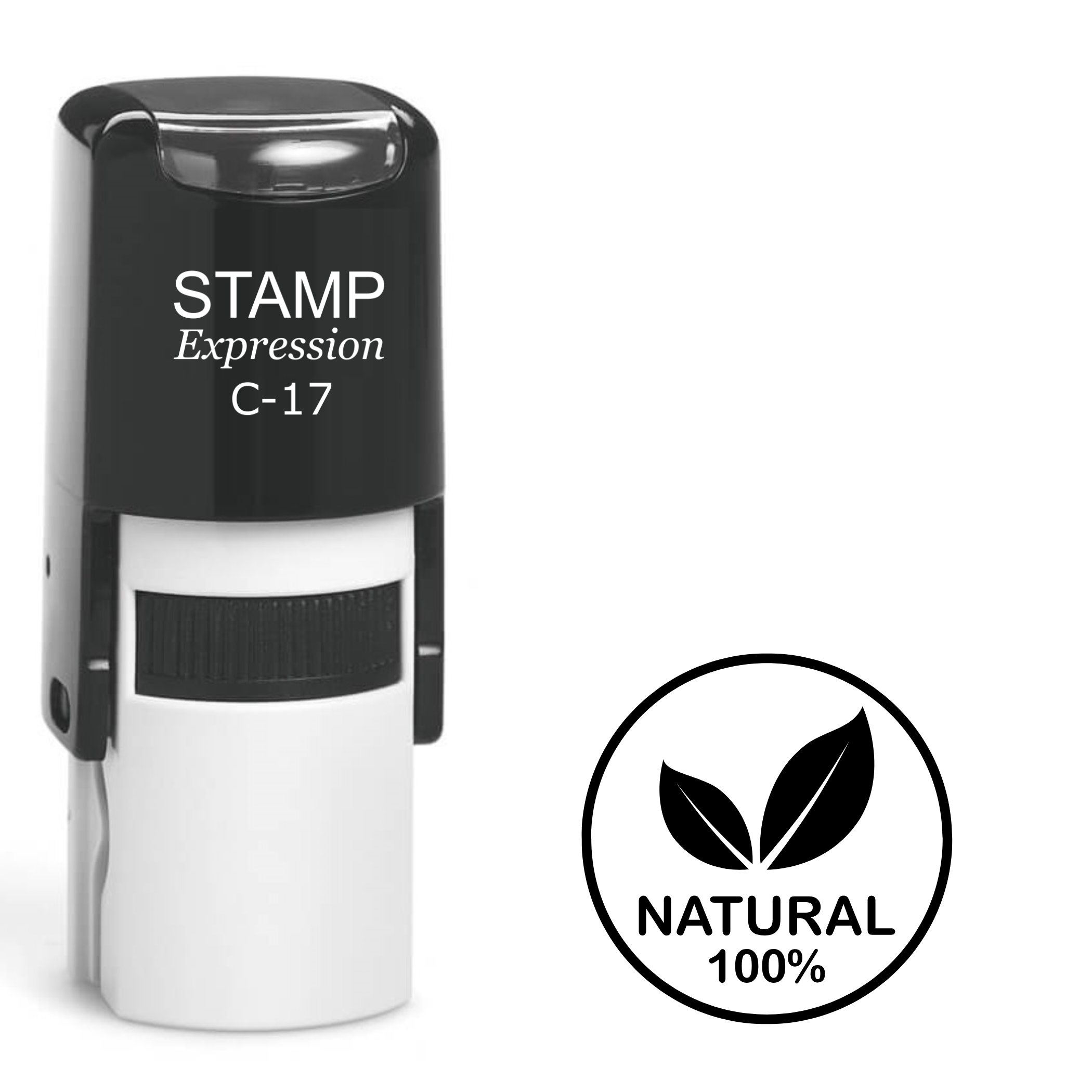 Natural 100% in circle with leaves Self Inking Rubber Stamp (SH-63318)