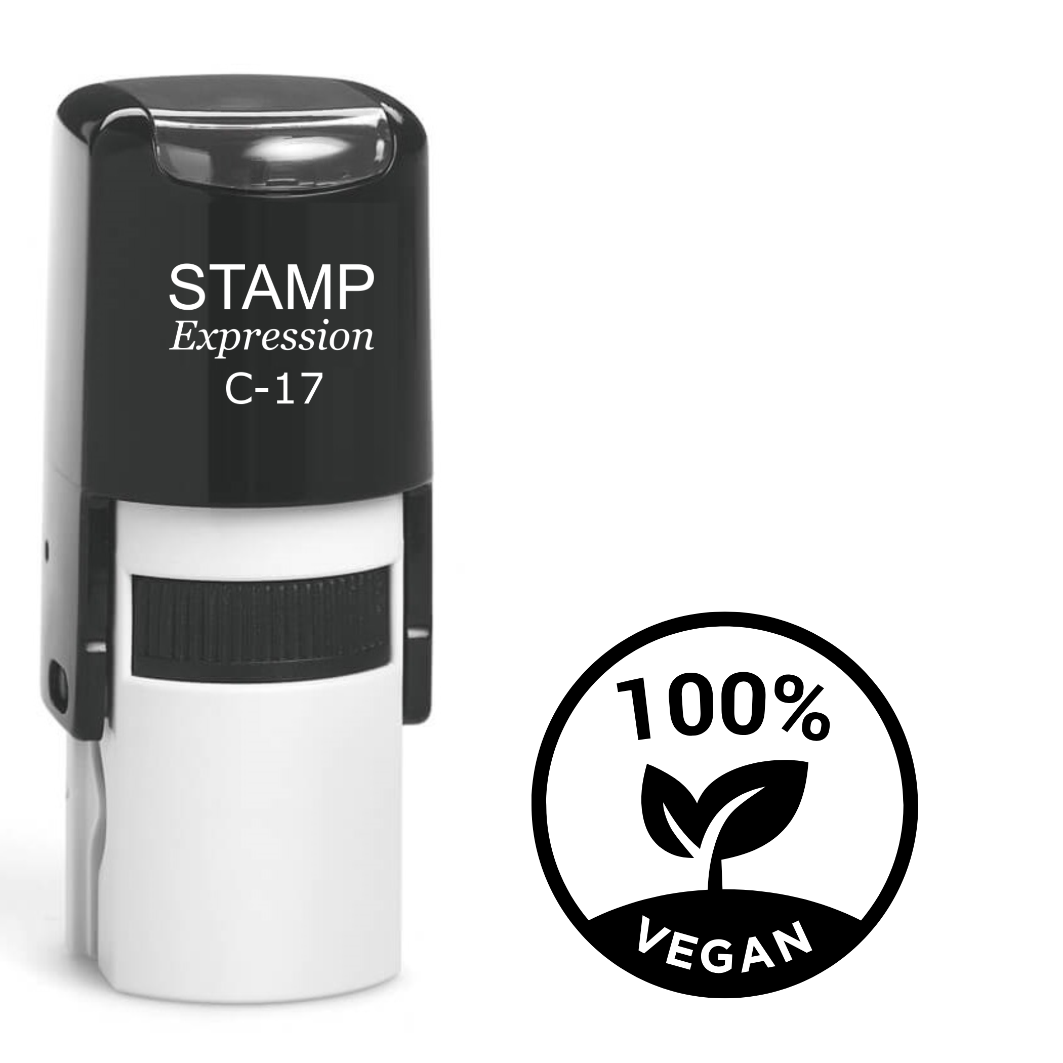 100% vegan circle with leaves Self Inking Rubber Stamp (SH-63322)