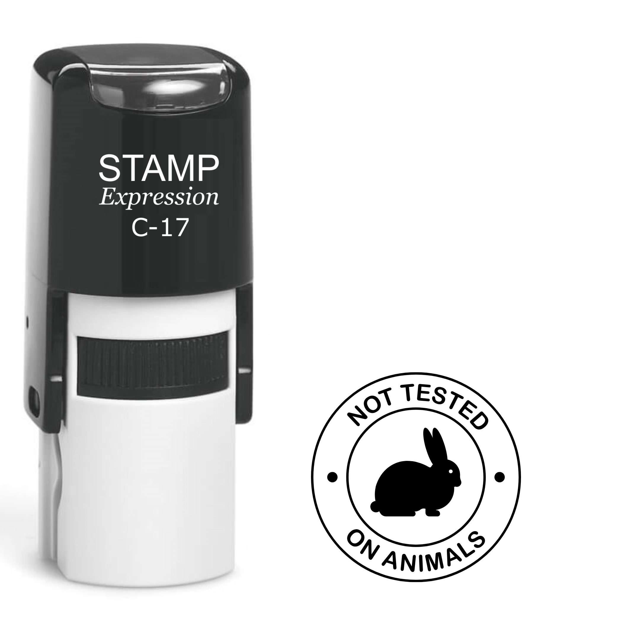 Not tested on animals with bunny Self Inking Rubber Stamp (SH-63326)