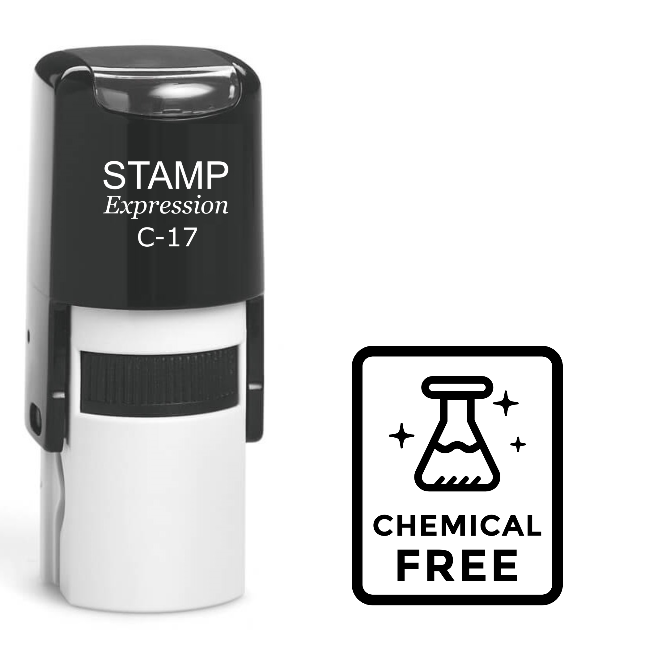 Chemical-free sign with beaker Self Inking Rubber Stamp (SH-63329)