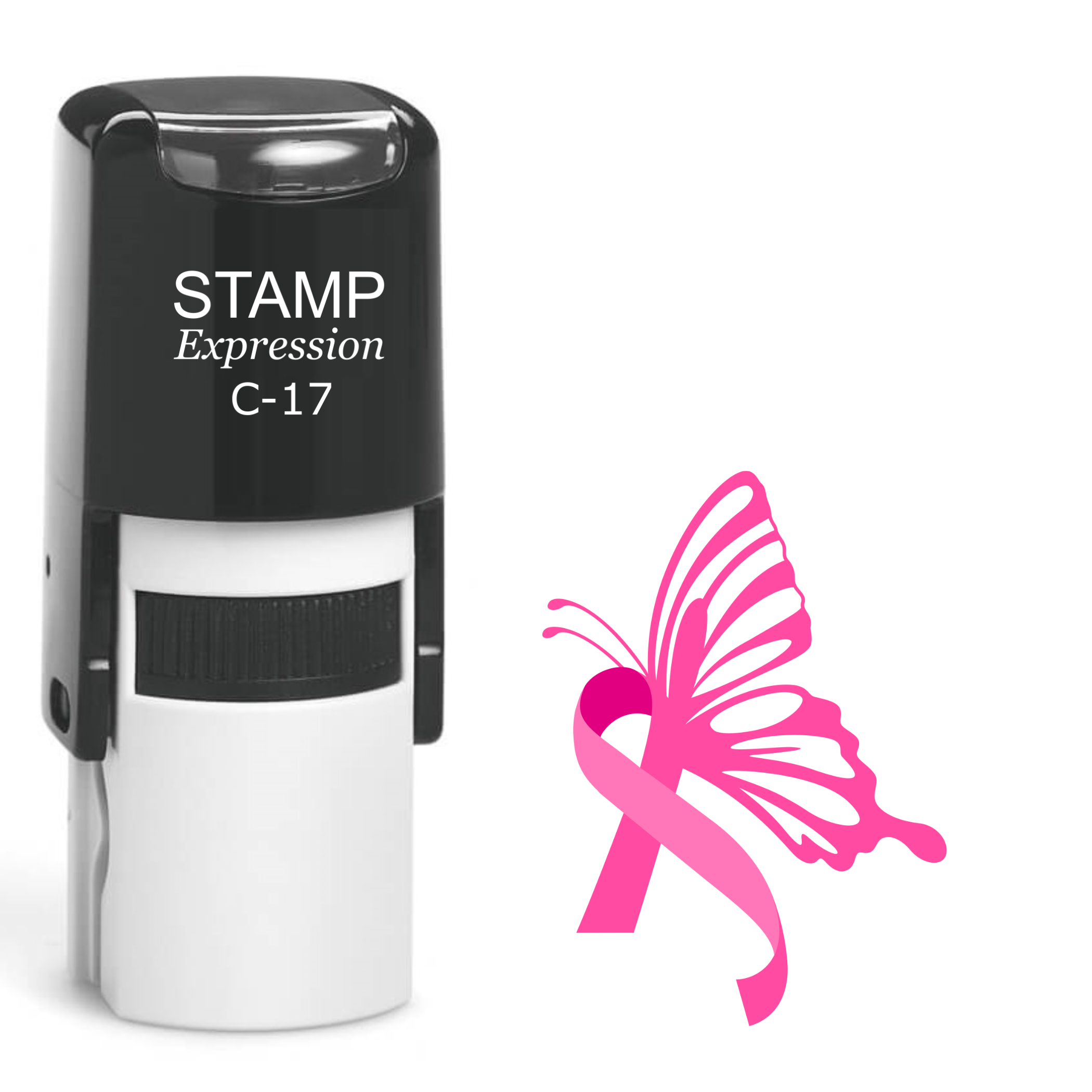 Breast cancer awareness ribbon butterfly Self Inking Rubber Stamp (SH-63335)