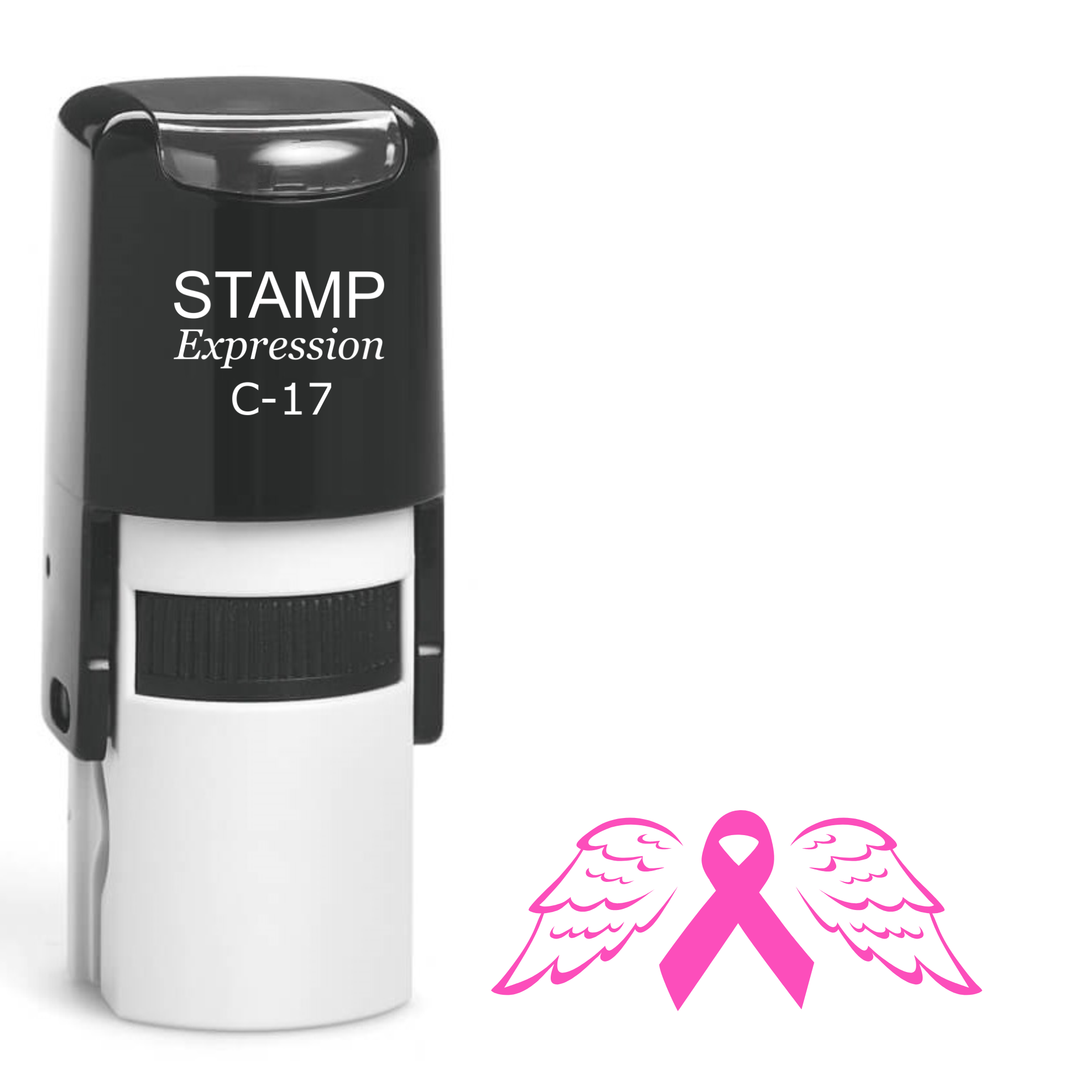 Breast cancer awareness ribbon with wings Self Inking Rubber Stamp (SH-63338)