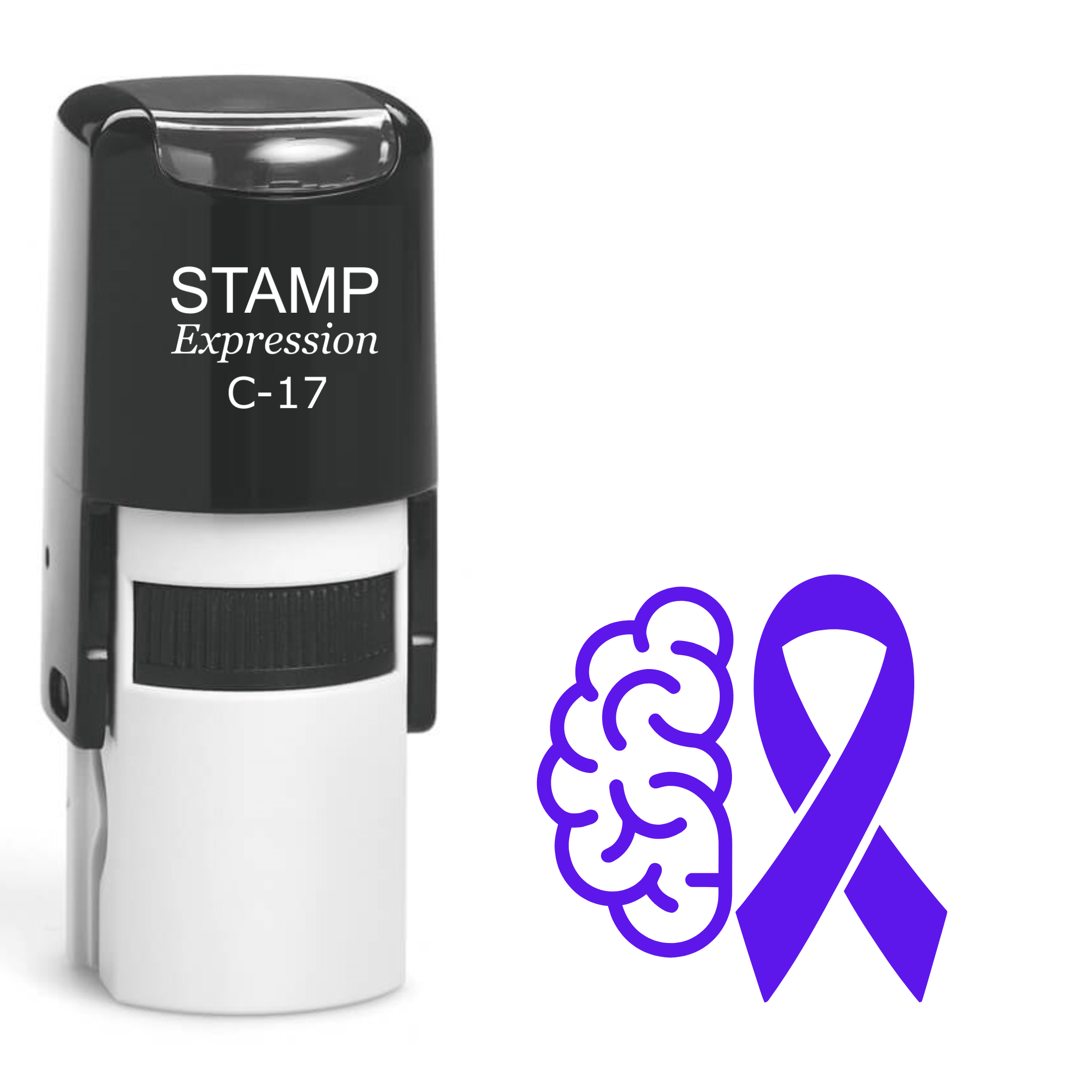 Brain outline with Alzheimer’s awareness ribbon Self Inking Rubber Stamp (SH-63348)