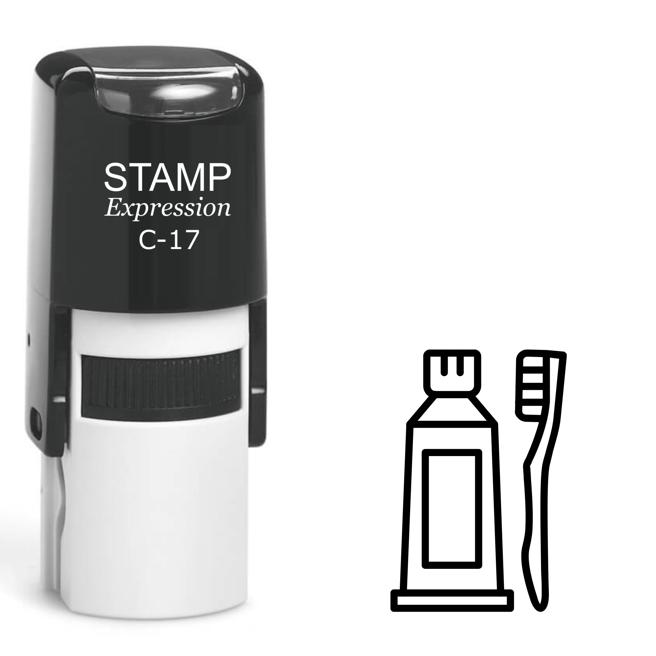 Toothpaste and toothbrush outline Self Inking Rubber Stamp (SH-63350)
