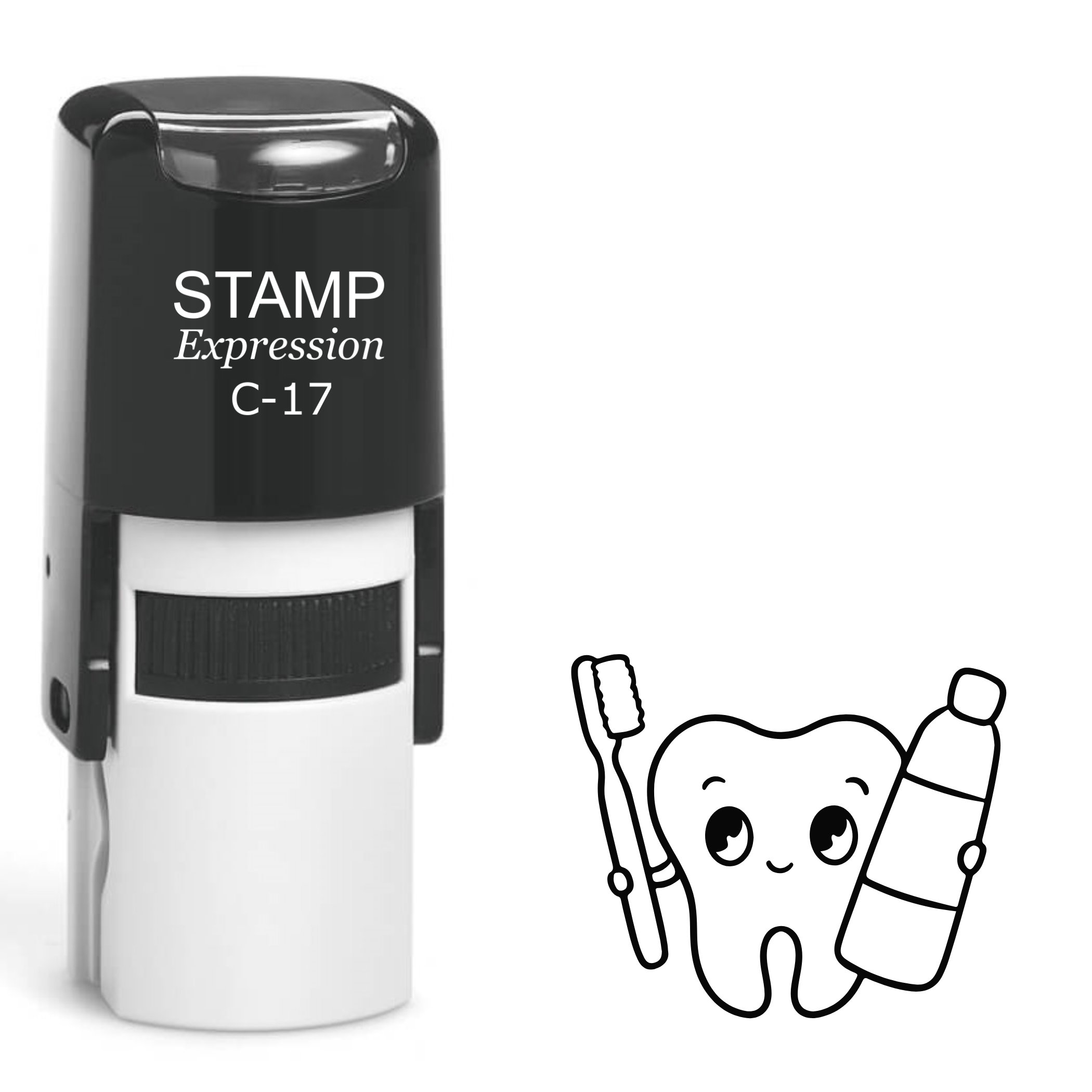 Tooth with toothbrush and toothpaste Self Inking Rubber Stamp (SH-63355)
