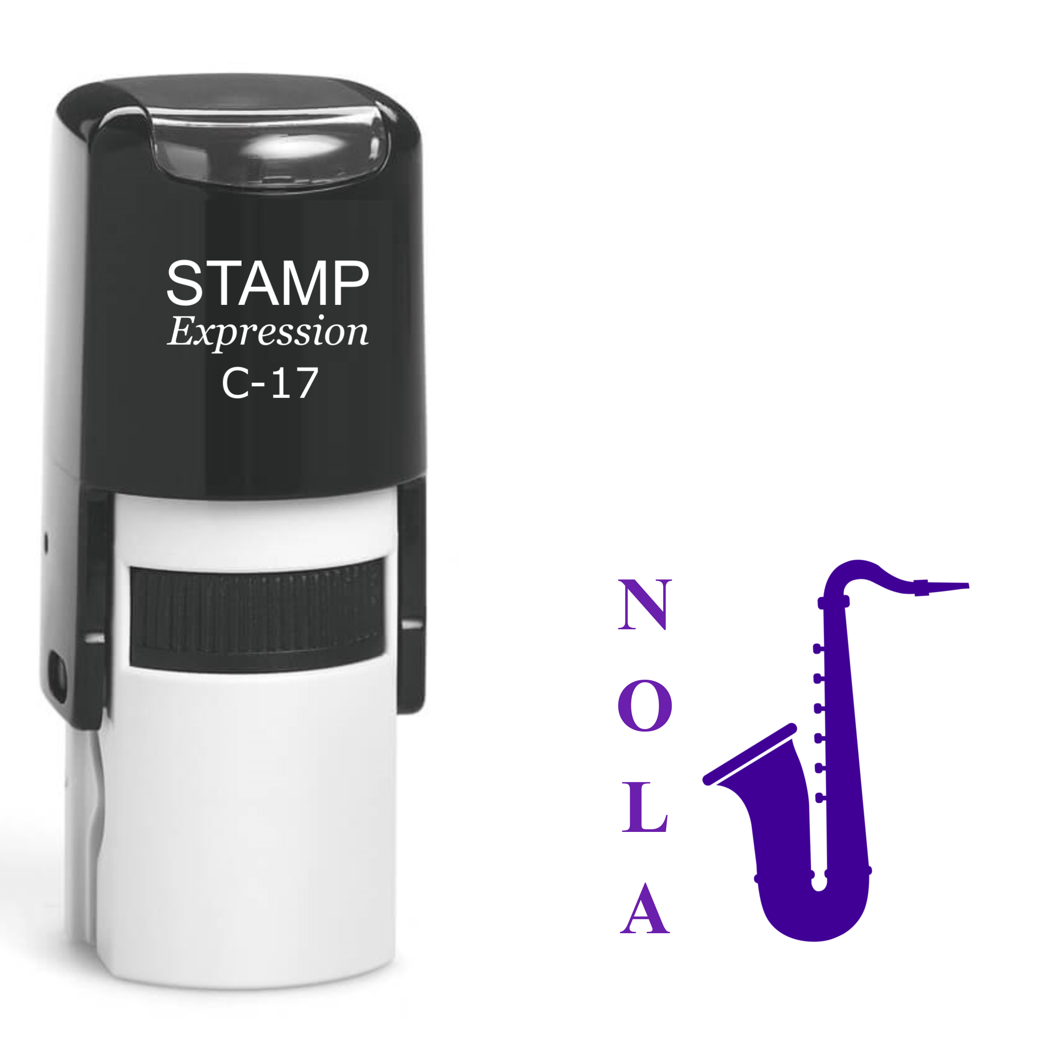 NOLA saxophone Mardi Gras Self Inking Rubber Stamp (SH-63381)