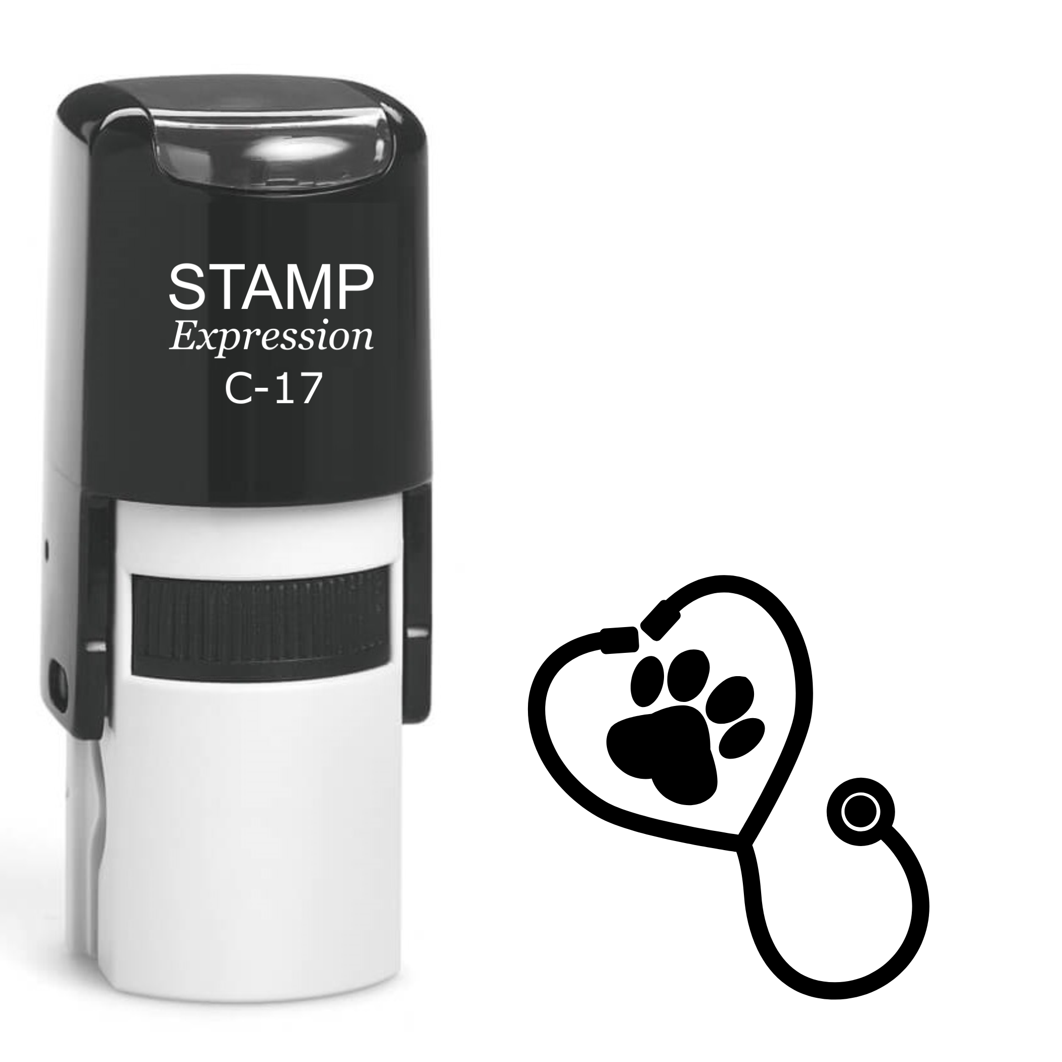 Stethoscope with dog paw veterinary clinic Self Inking Rubber Stamp (SH-63398)