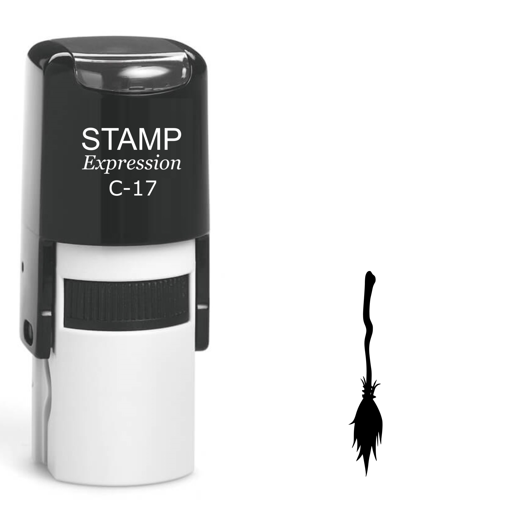 Spiky witch’s broom Halloween Self Inking Rubber Stamp (SH-63406)
