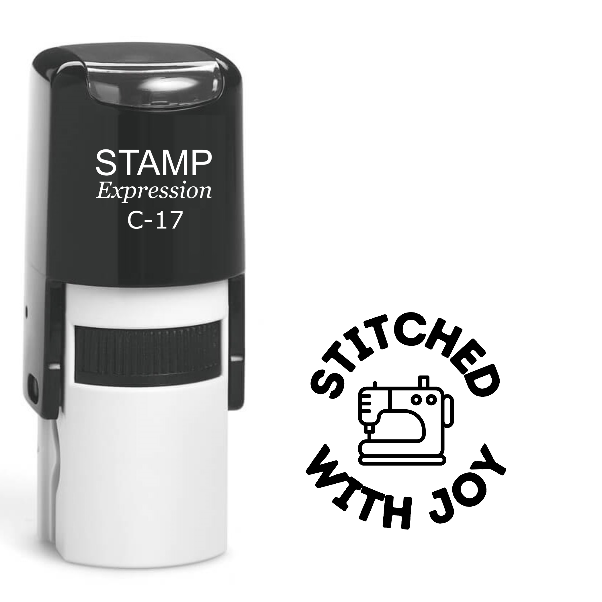 Stitched with joy with sewing machine outline Self Inking Rubber Stamp (SH-63411)