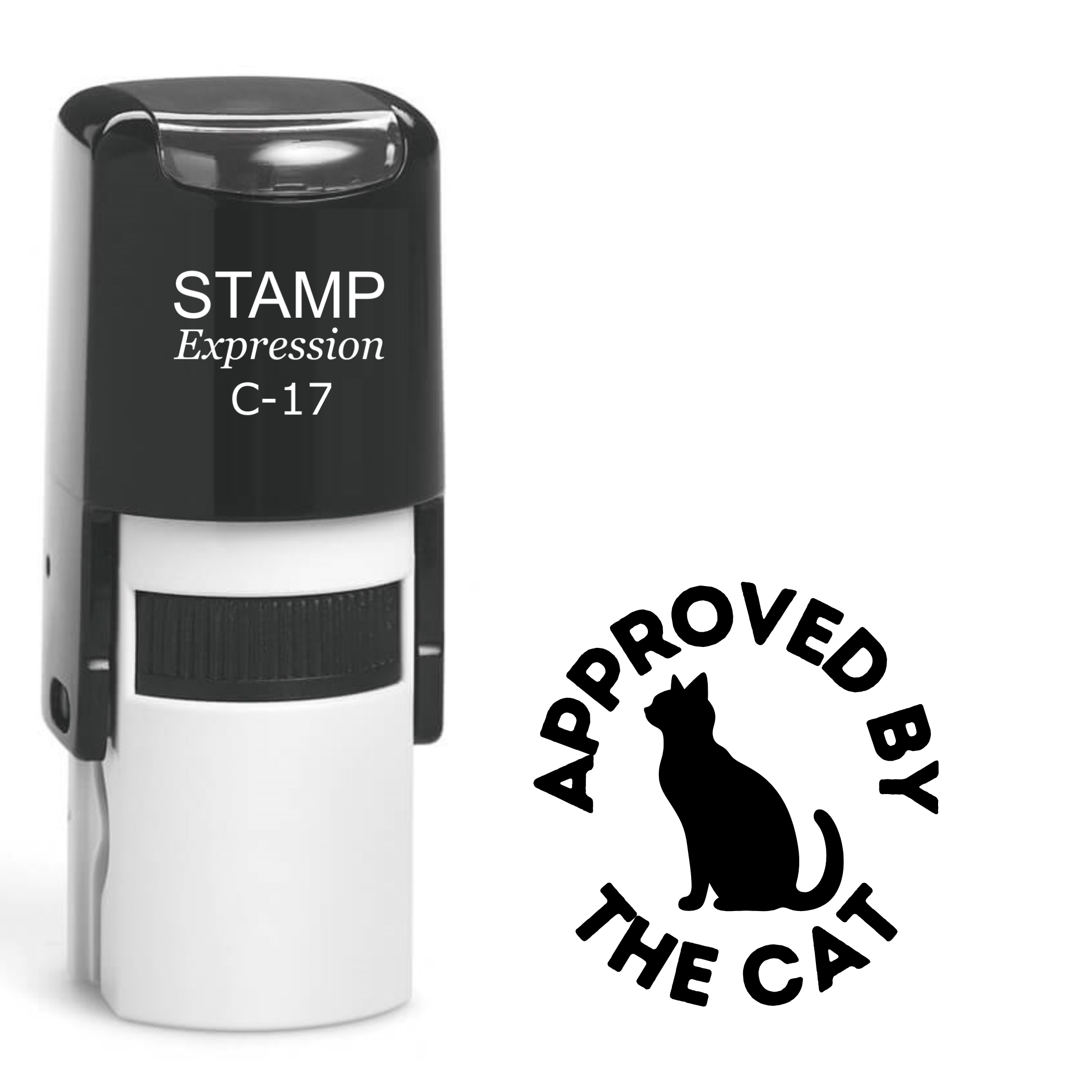 Approved by the cat sitting cat silhouette Self Inking Rubber Stamp (SH-63412)