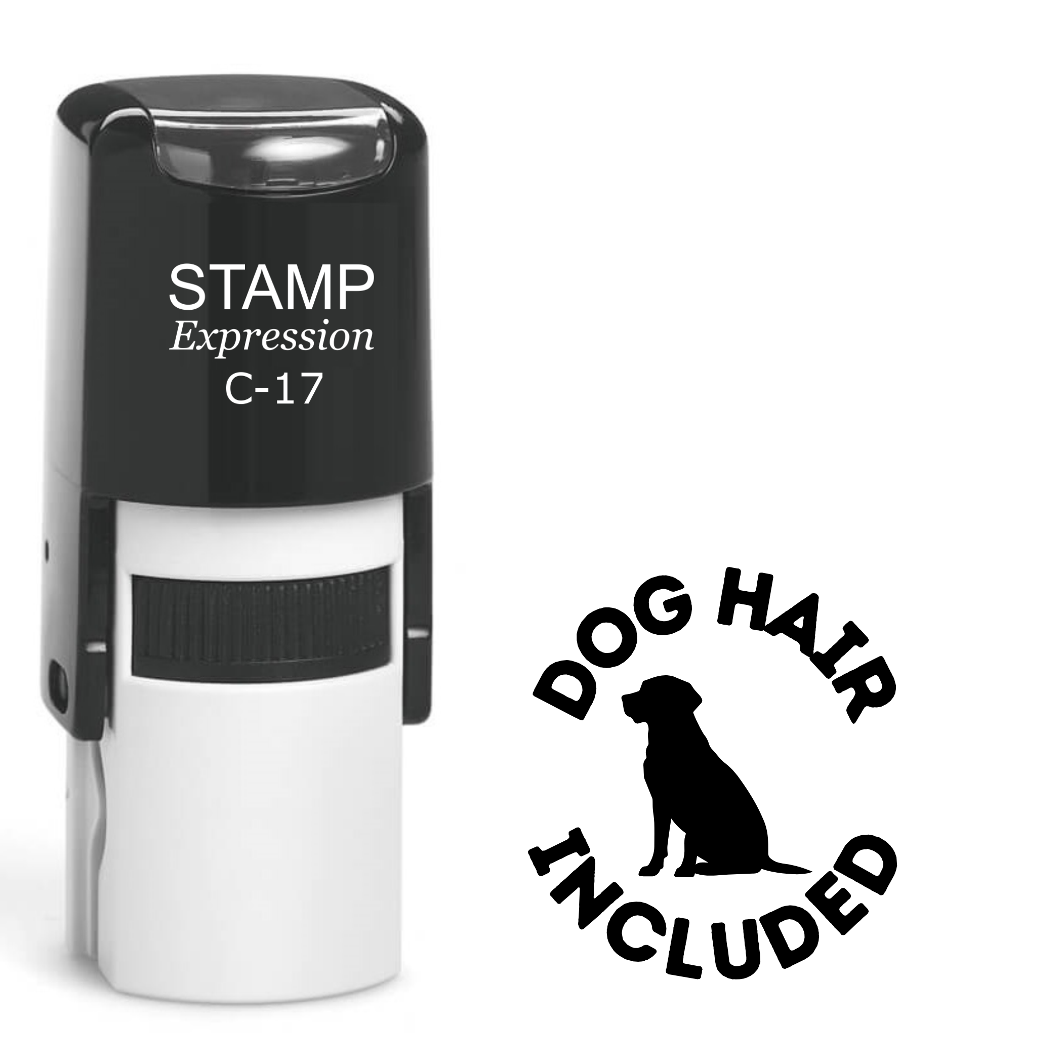 Dog hair included sitting dog silhouette Self Inking Rubber Stamp (SH-63416)