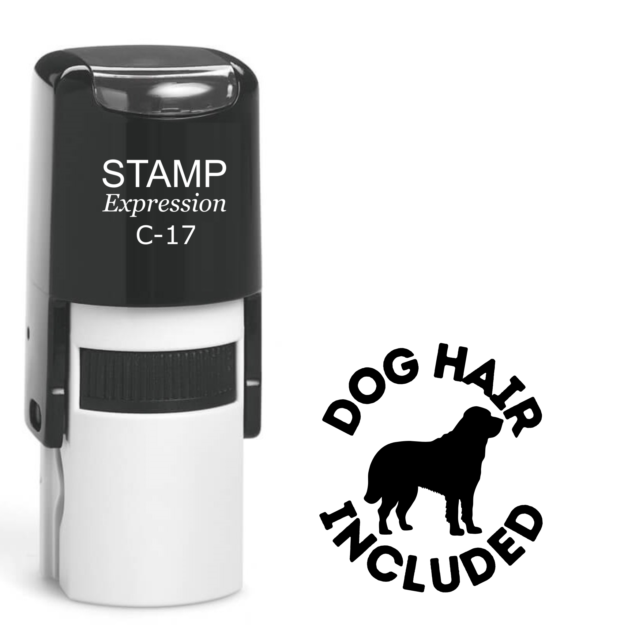 Dog hair included large dog silhouette Self Inking Rubber Stamp (SH-63417)