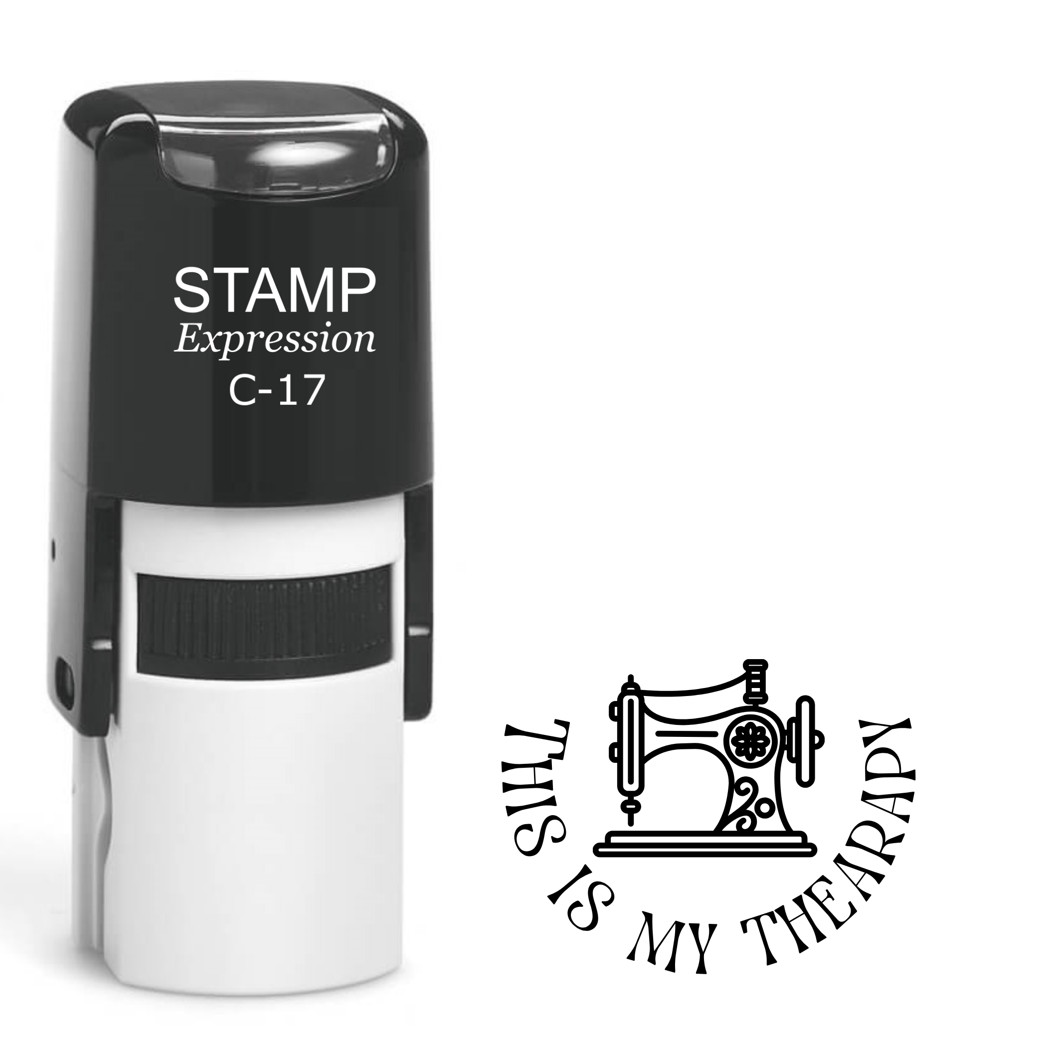 This is my therapy with ornate sewing machine outline Self Inking Rubber Stamp (SH-63442)