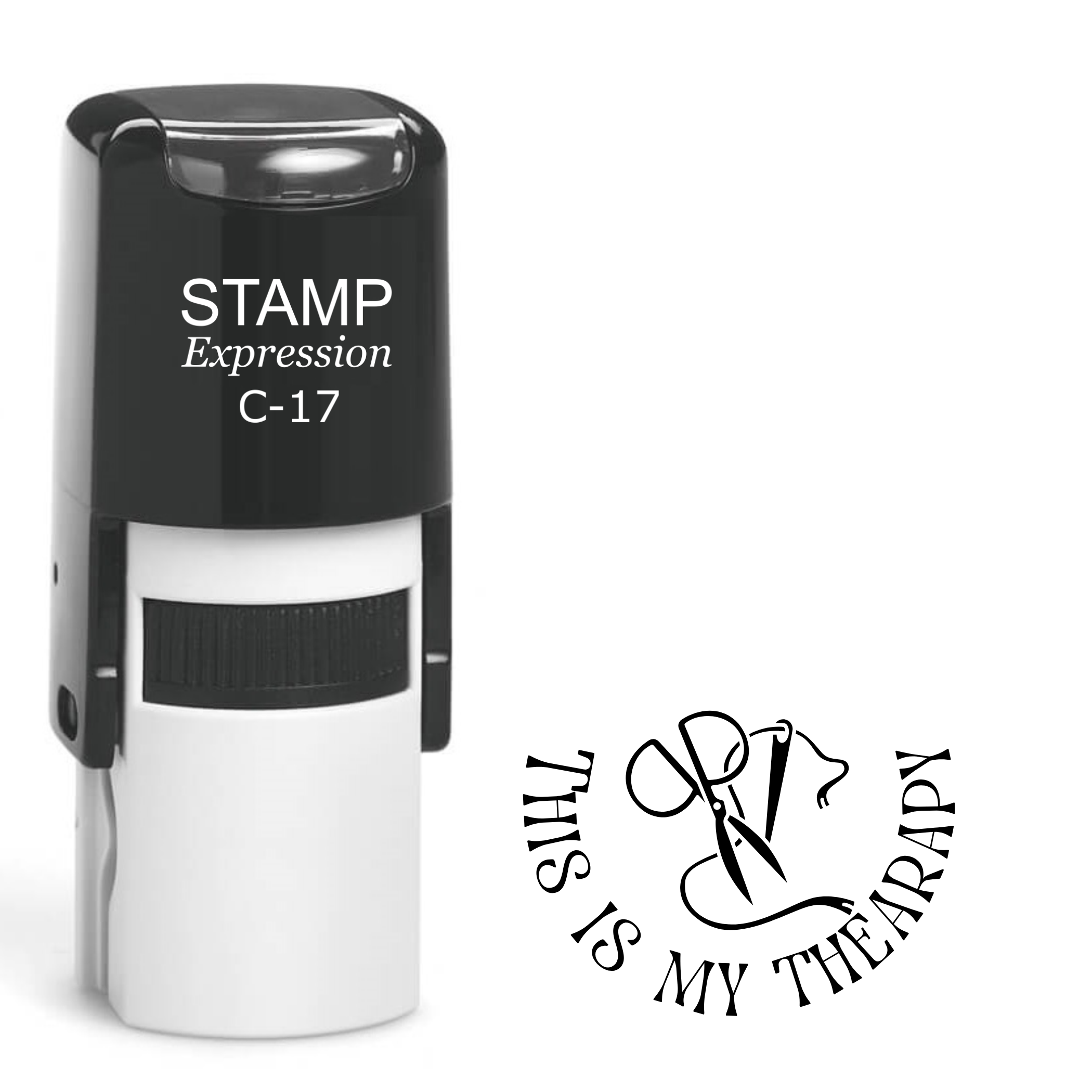 This is my therapy sewing with needle and scissors Self Inking Rubber Stamp (SH-63443)